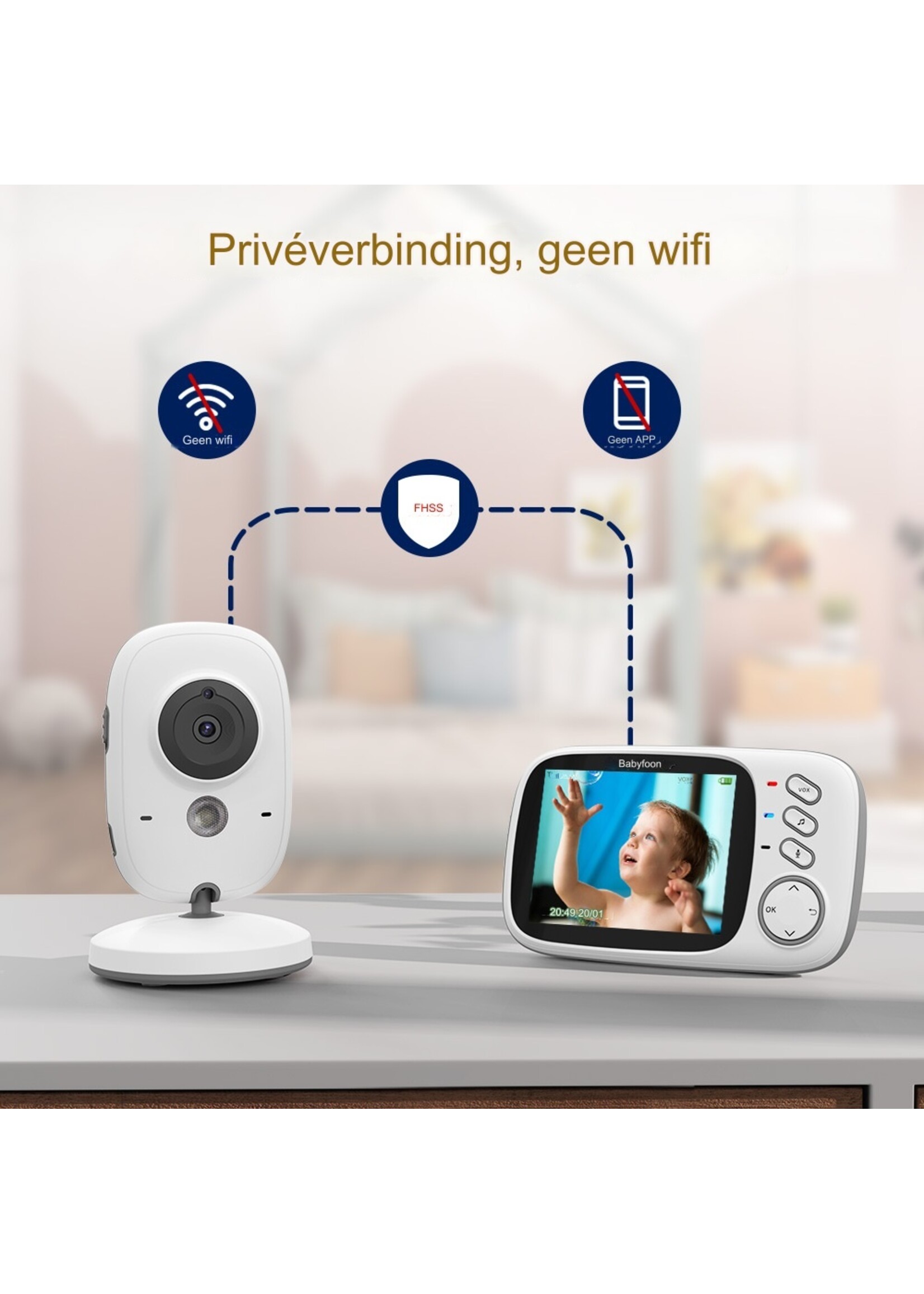 Video Babyfoon 2.4G Draadloos met 3,2 inch LCD 2 Weg Audio Talk