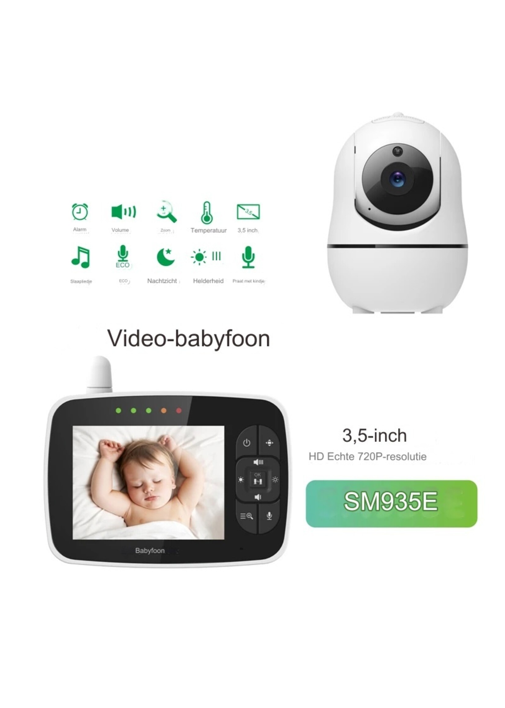 3.5 Inch Babyfoon  VOX Nachtzicht Temperatuur Monitoring 2.4G