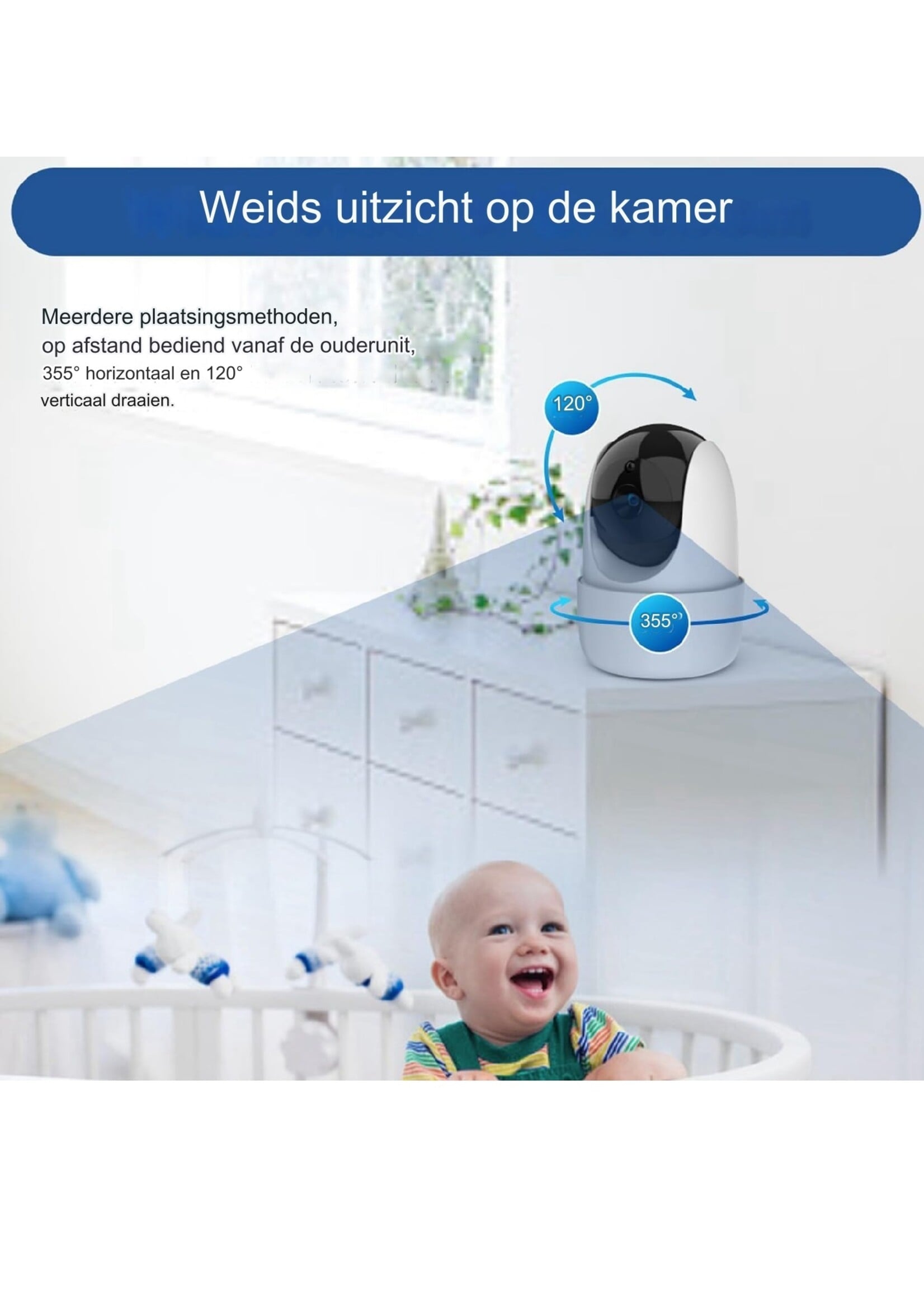 Babyfoon met camera en audio 5 inch scherm