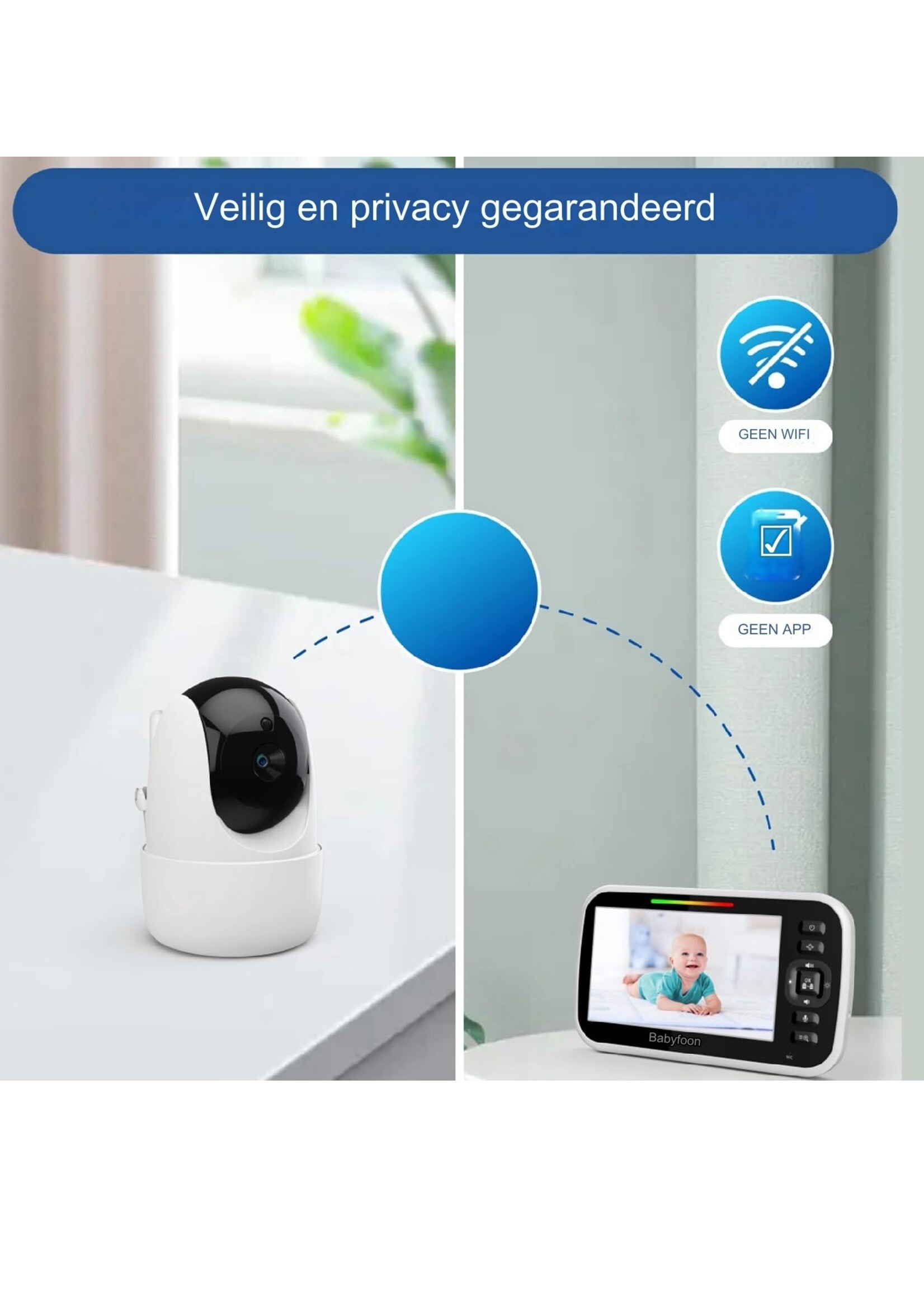 Babyfoon met camera en audio 5 inch scherm