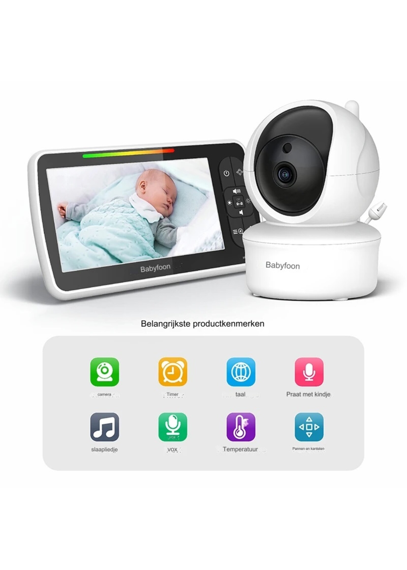 5 inch babyfoon IR nachtzicht temperatuurmonitor