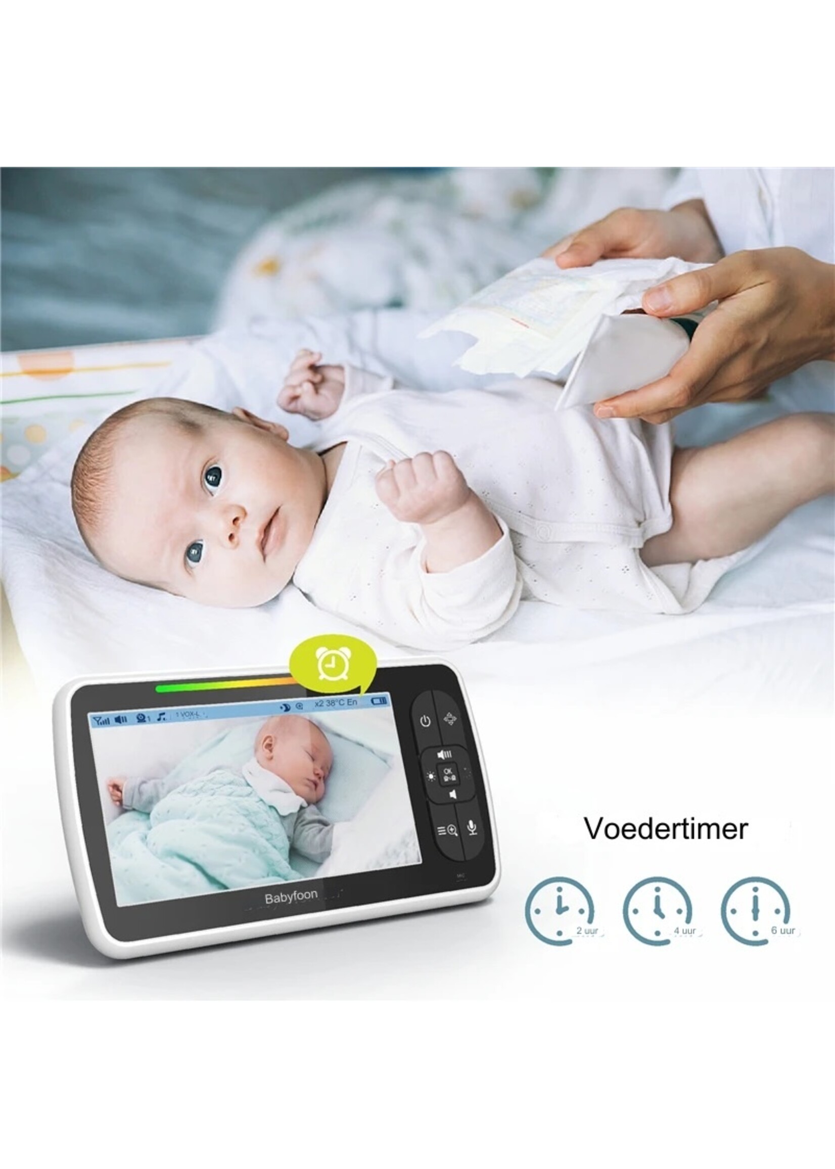 5 inch babyfoon IR nachtzicht temperatuurmonitor