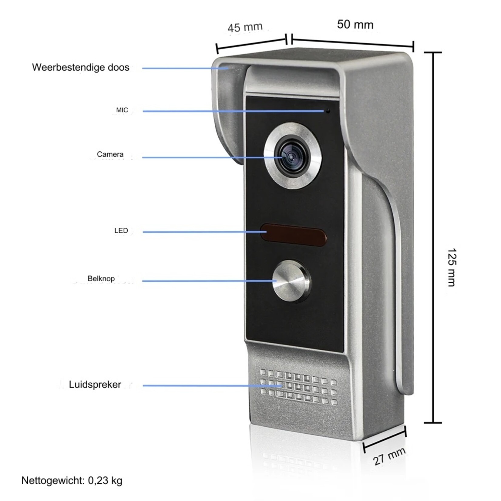 Visuele Intercom Deurbel 7 ''TFT LCD