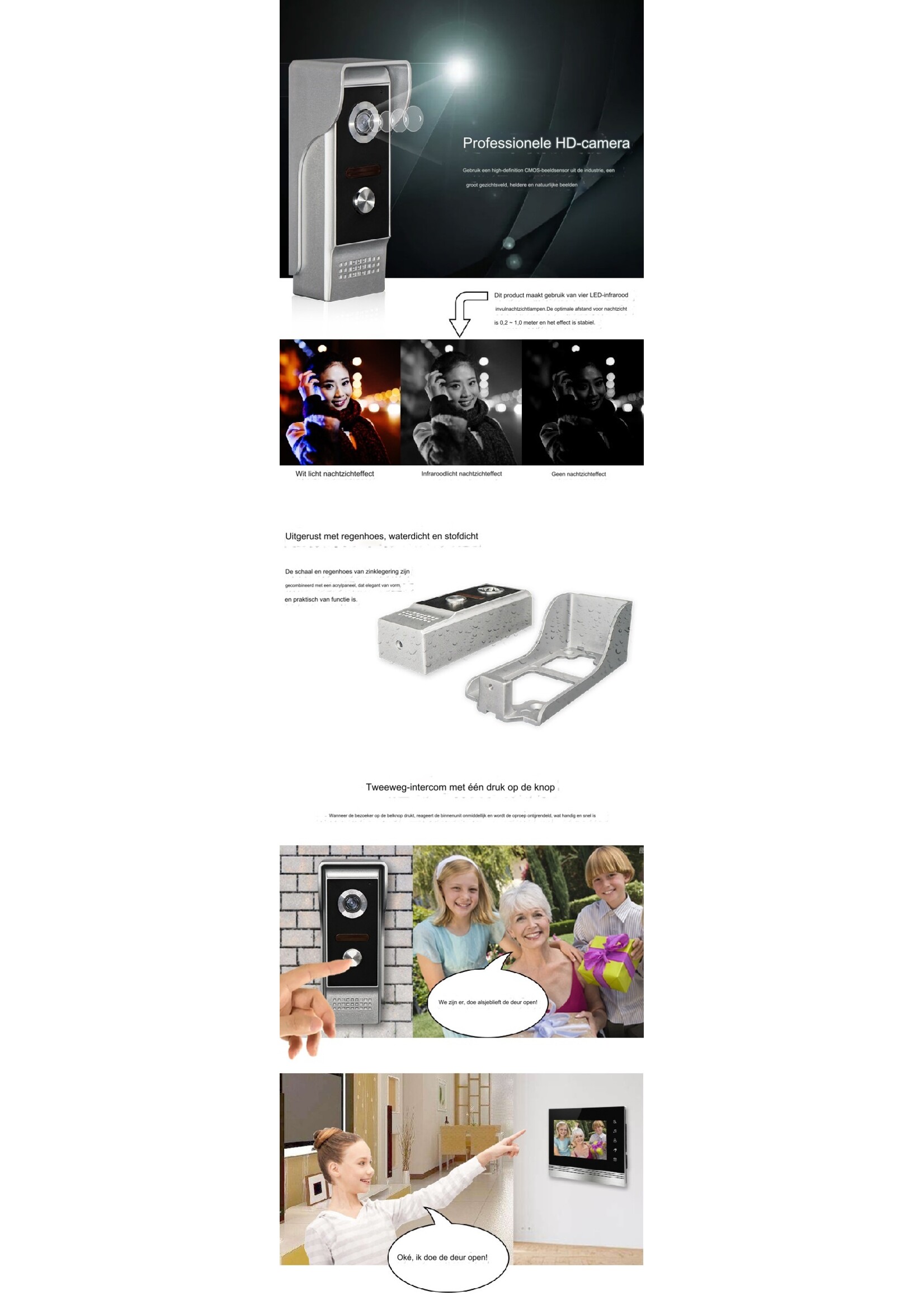 Smart 7''Video Deurbel IR Nachtzicht Intercom Video Deurtelefoon