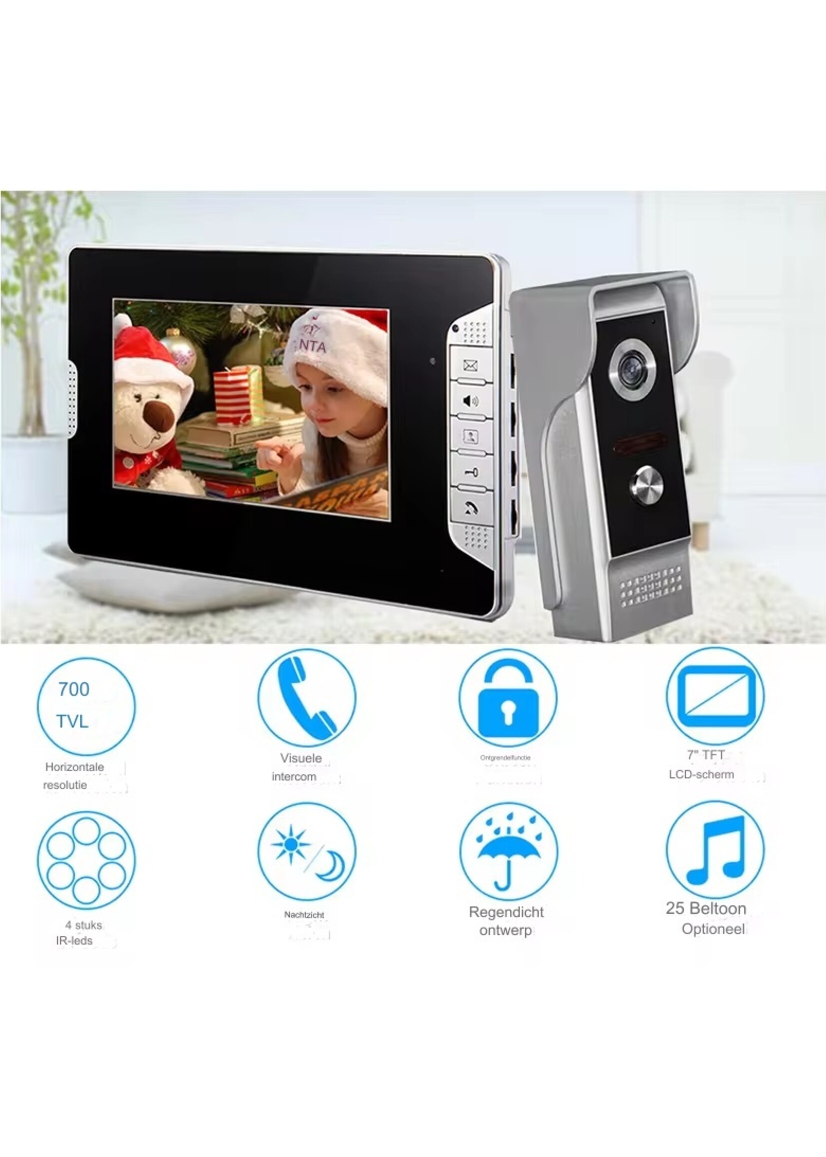 7''Inch kleurenscherm bedraad videodeurbel intercomsysteem