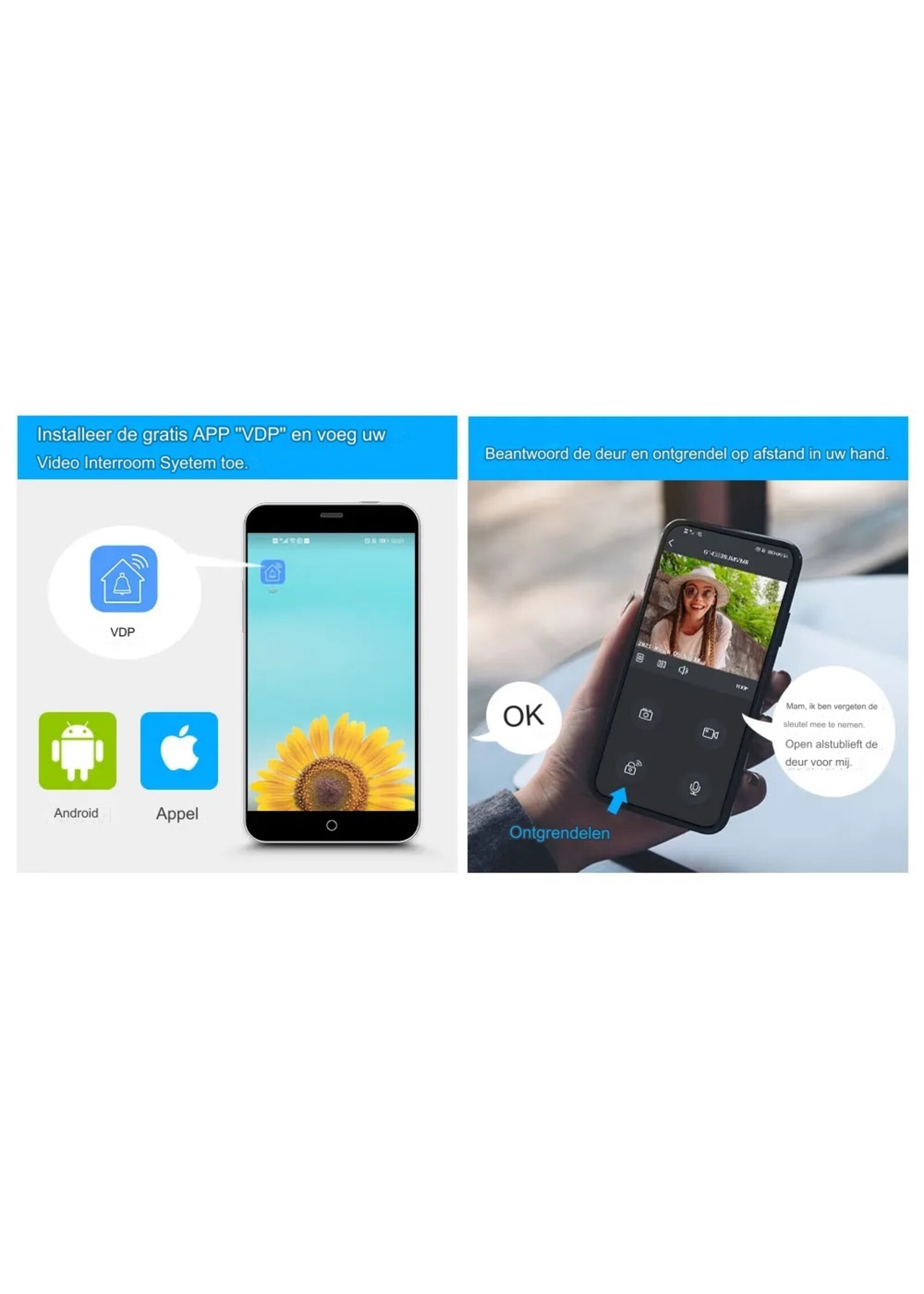 2.4G WIFI IP Video-intercomsysteem 7 "Deurbeltelefoon