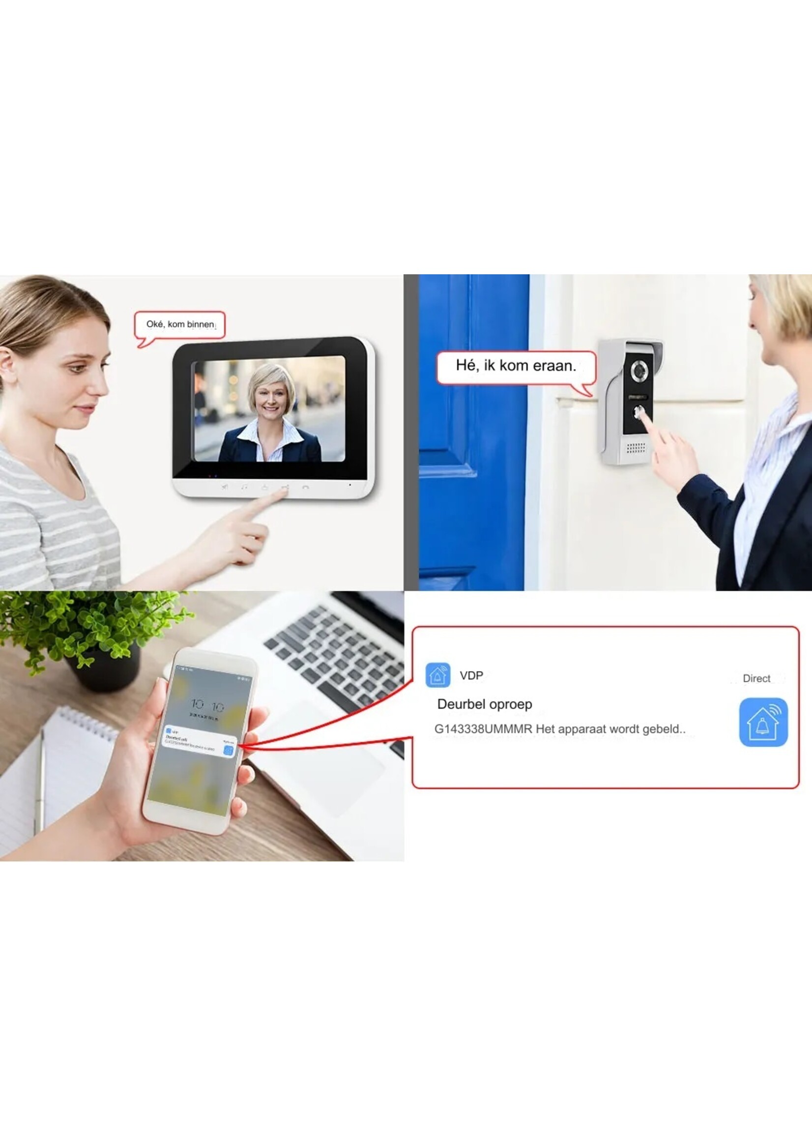 2.4G WIFI IP Video-intercomsysteem 7 "Deurbeltelefoon