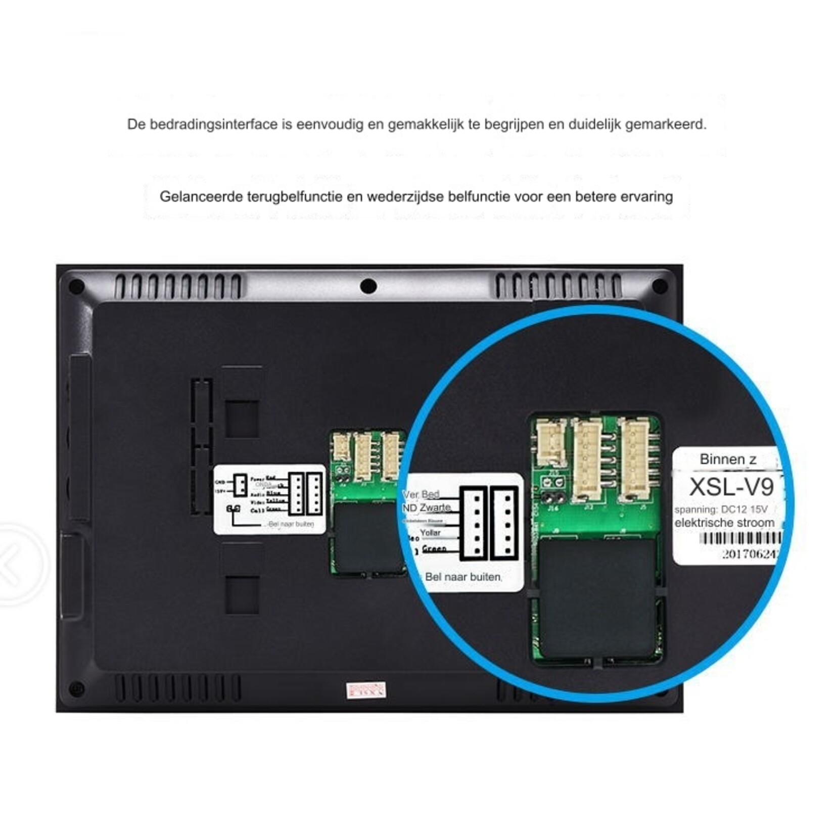 9 "Bekabeld video-deurtelefoon-intercomsysteem