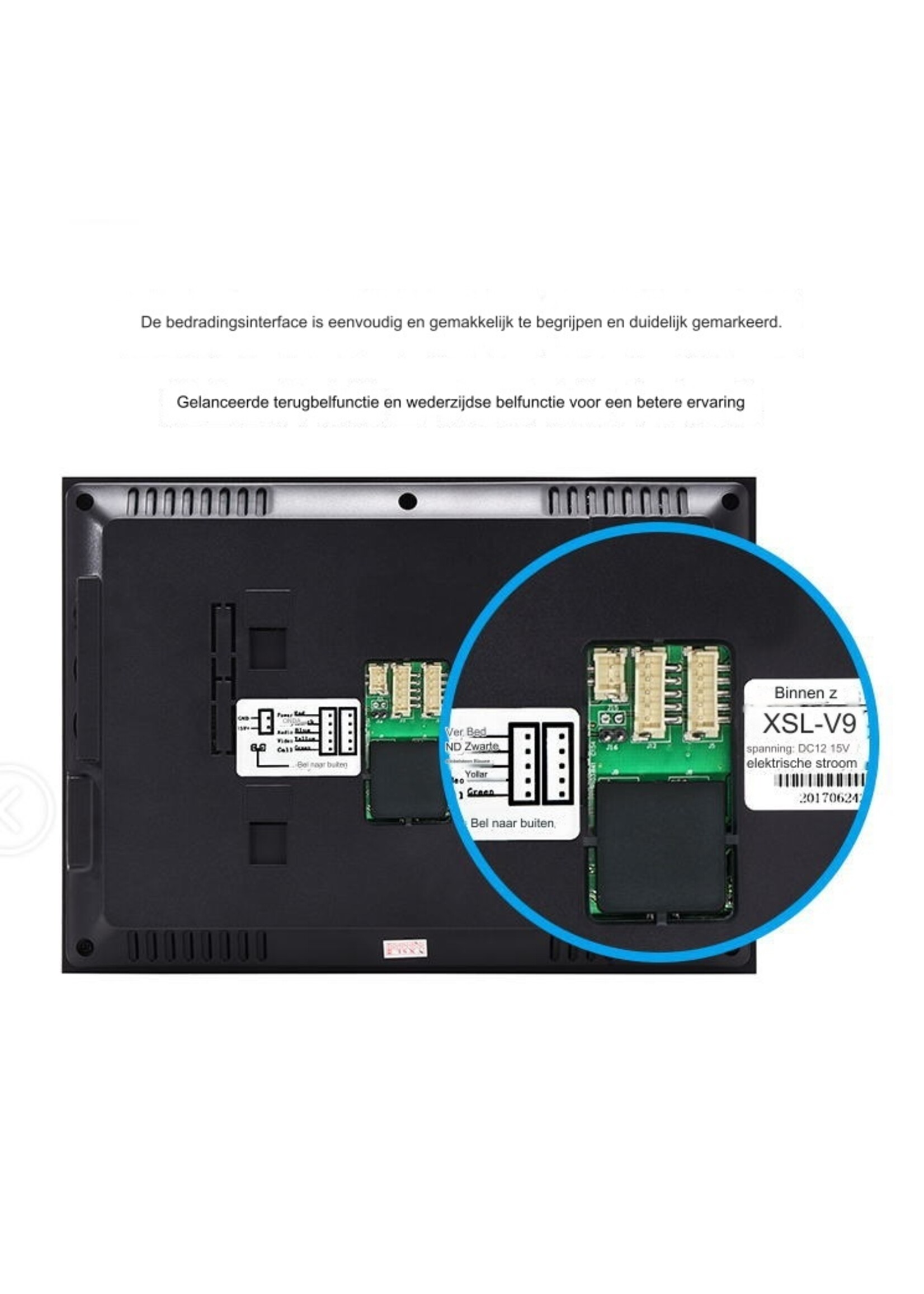 9 "Bekabeld video-deurtelefoon-intercomsysteem