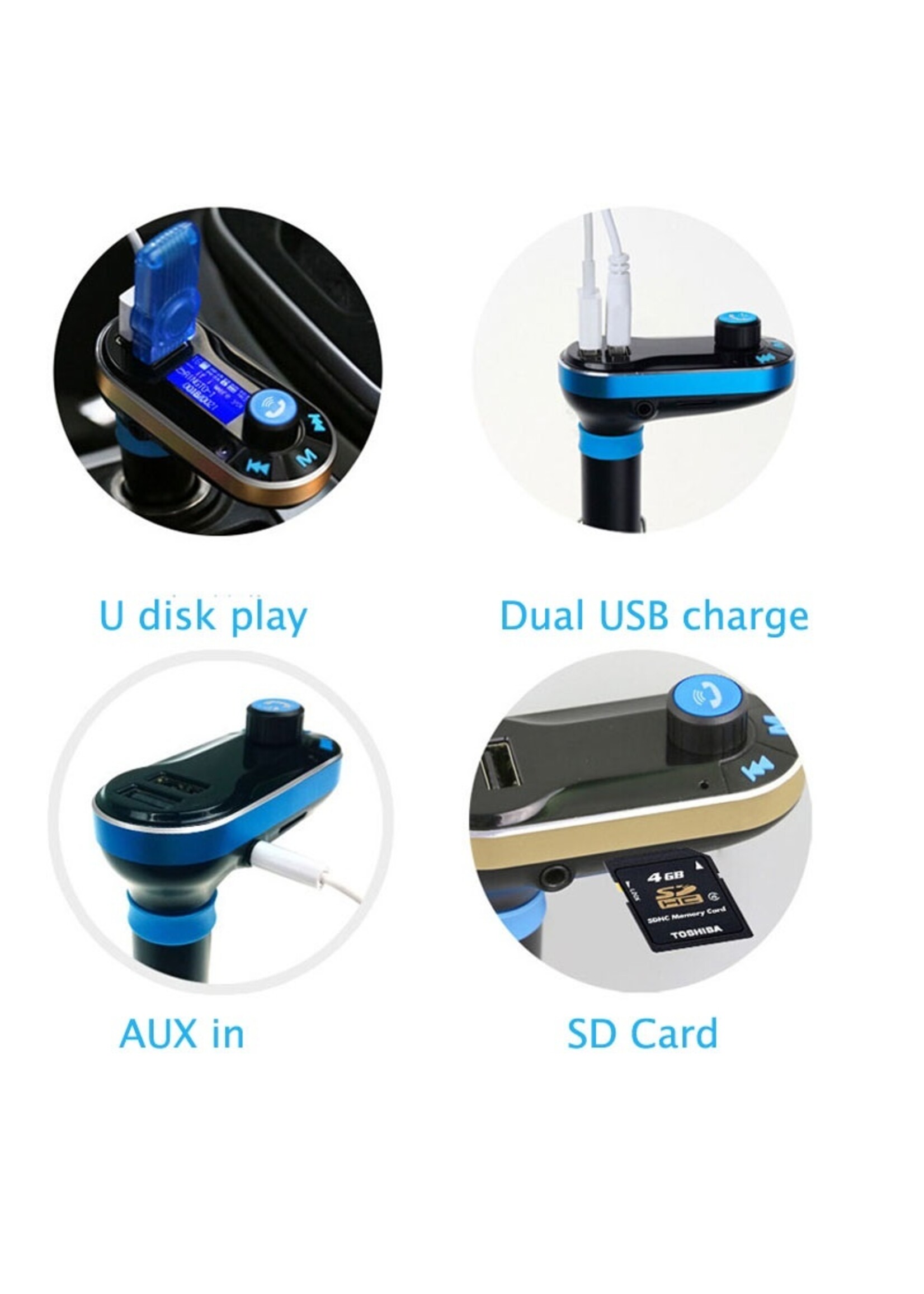 Bluetooth Handsfree Carkit Mp3-speler Dual USB Autolader