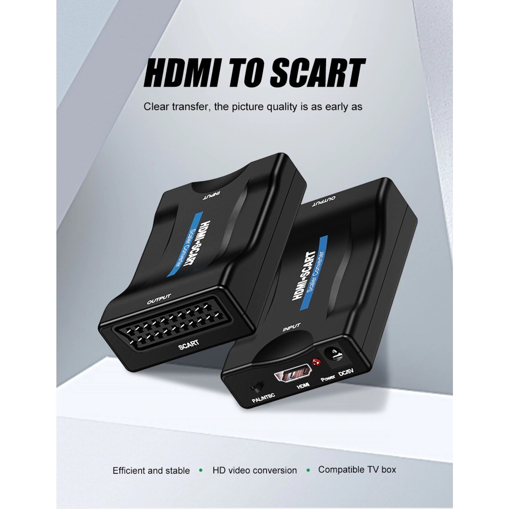 1080P HDMI naar SCART Video Audio Upscale Converter Adapter Plug en Play met USB-kabel voor Smartphone HD TV DVD