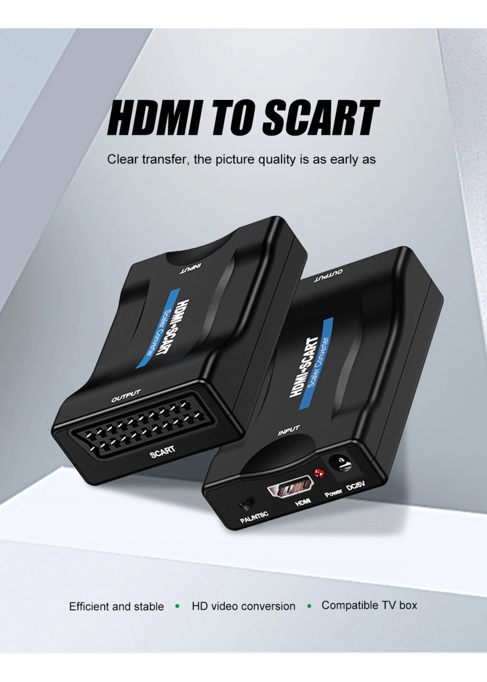 1080P HDMI naar SCART Video Audio Upscale Converter Adapter Plug en Play met USB-kabel voor Smartphone HD TV DVD