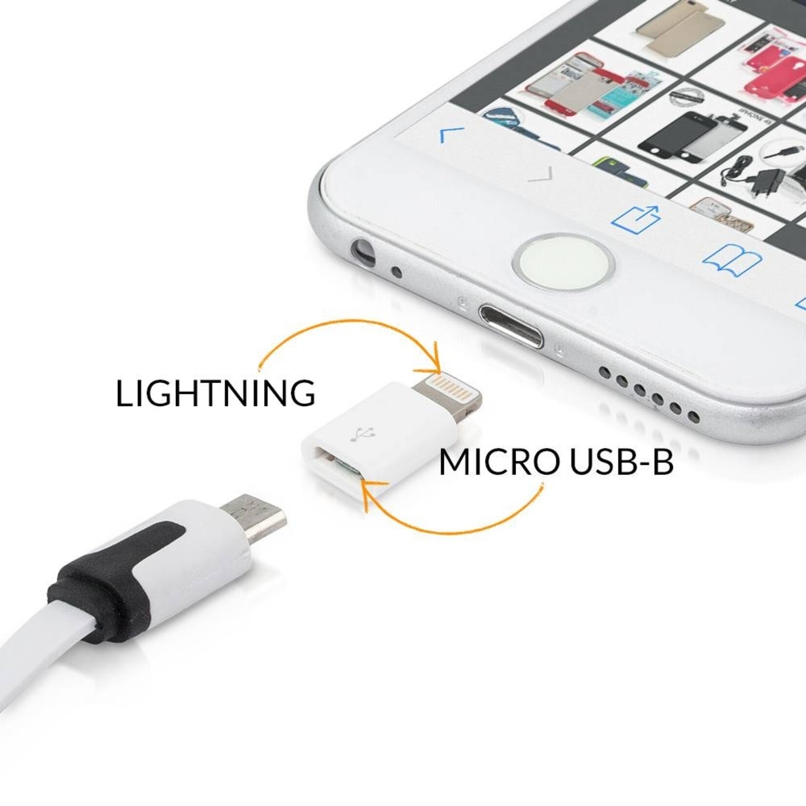 Lightning naar micro USB - USB Adapter - iPhone - oplader - micro usb-kabel - zilver