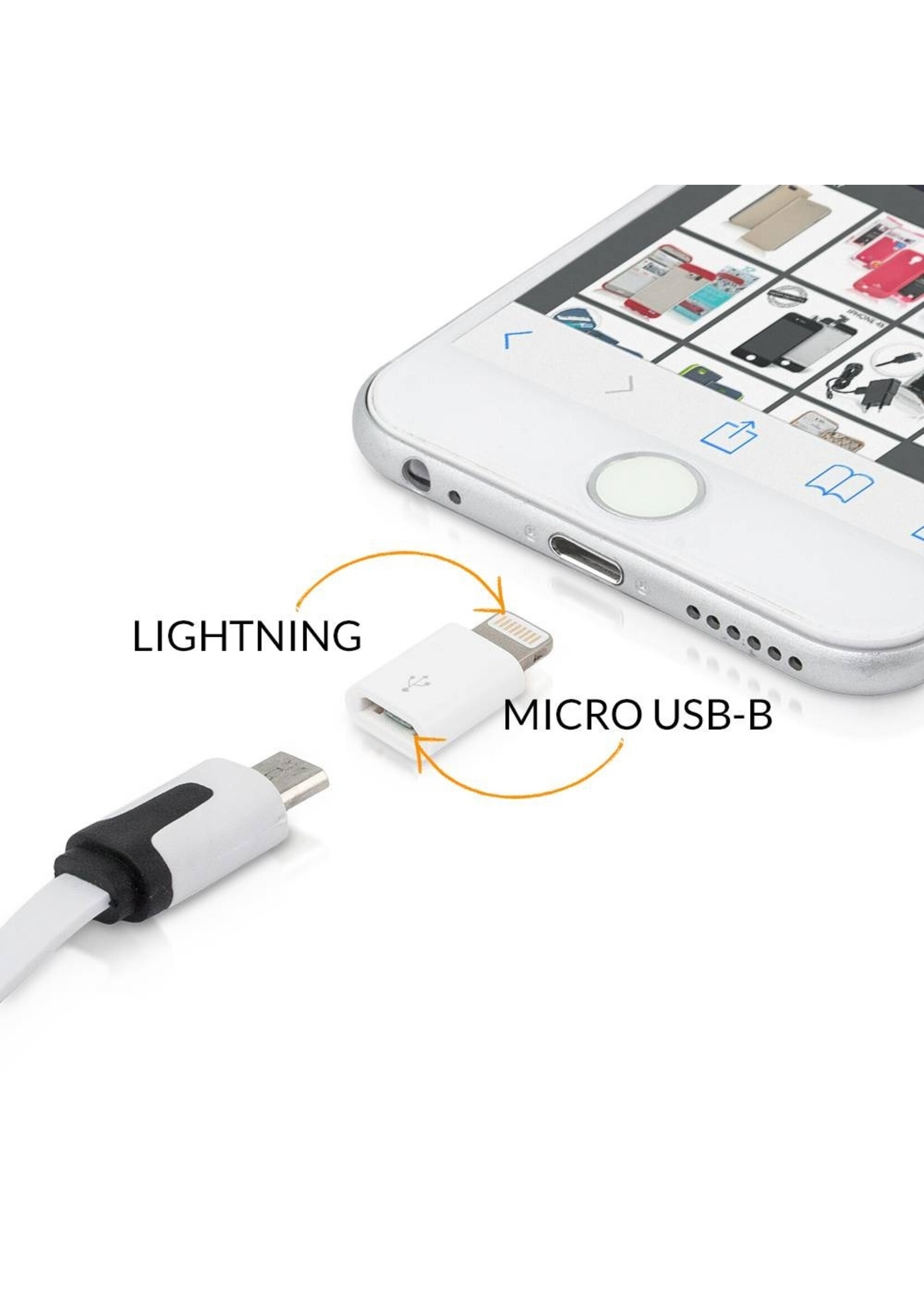Lightning naar micro USB - USB Adapter - voor iPhone - oplader - micro usb-kabel - zilver