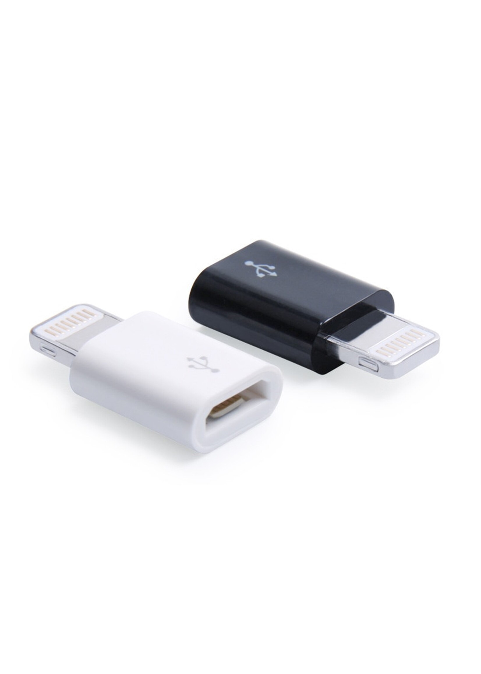8-polige Lightning-connector naar Micro USB-adapter voor Apple iPhone – Kleur: Zwart