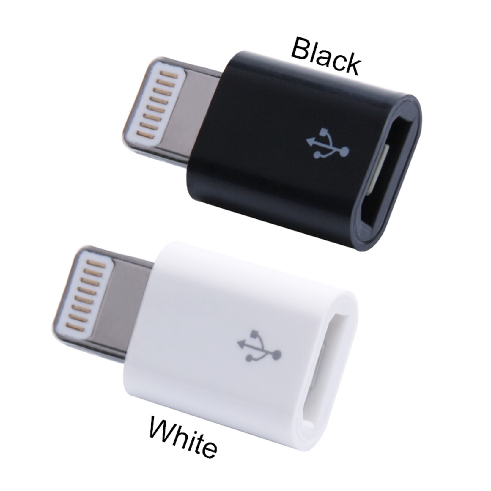 Apple 8-polige Lightning-connector naar Micro USB-adapter – Kleur: Zwarte