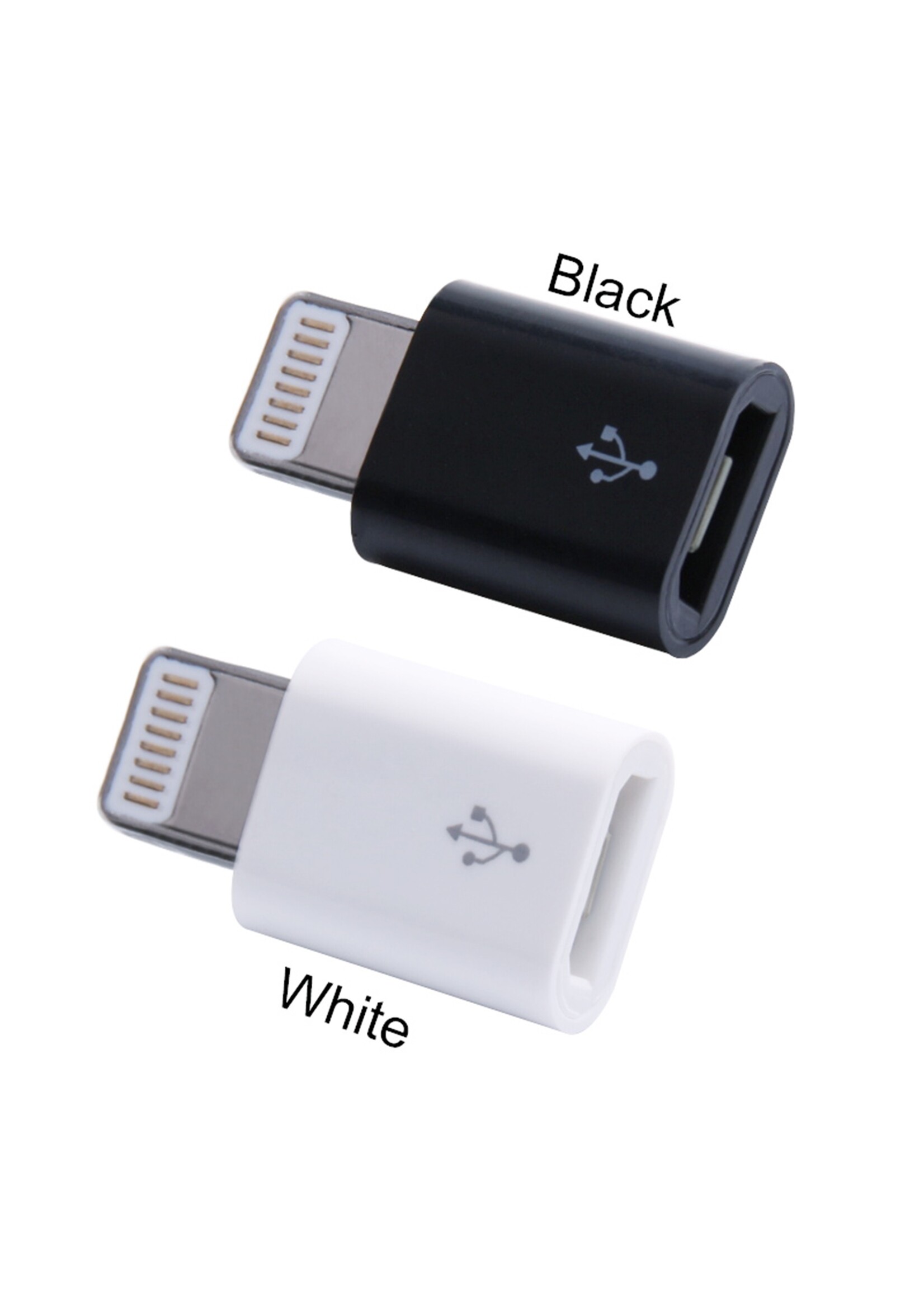 8-polige Lightning-connector naar Micro USB-adapter voor Apple iPhone – Kleur: Zwart