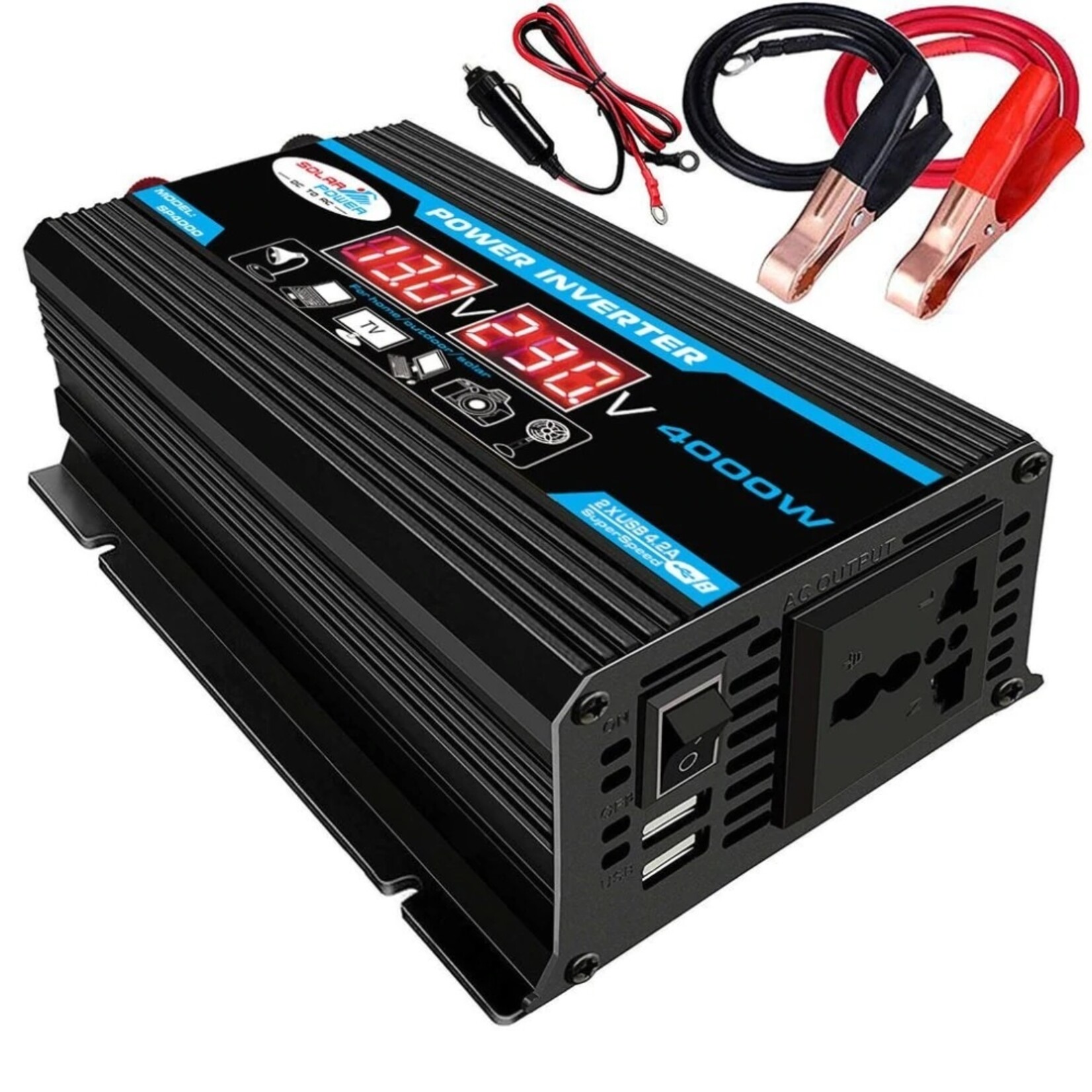 4000W (2000W continu) DC 12V naar AC 230V met USB Stroom Inverter Converter