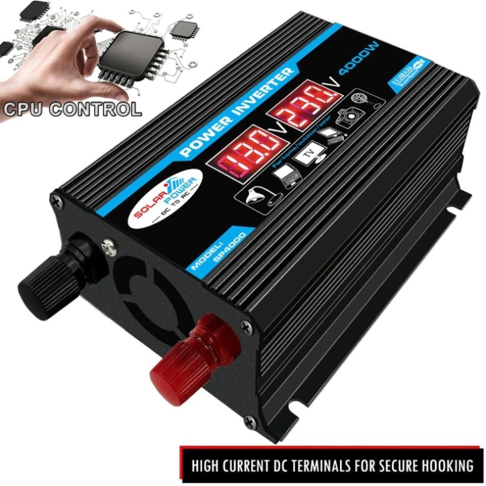 4000W (2000W continu) DC 12V naar AC 230V met USB Stroom Inverter Converter