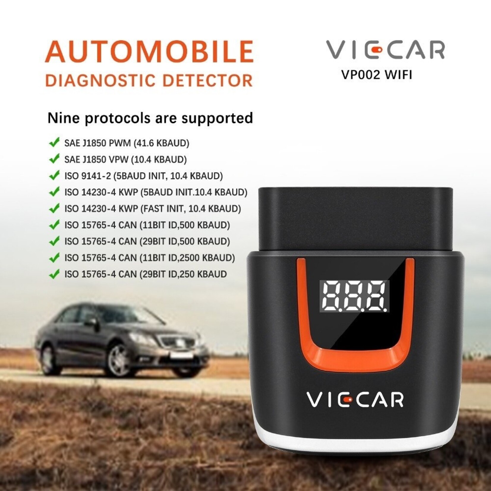 Viecar Viecar VP002 ELM327 V2.2 – WiFi & USB OBD2 Auto Diagnosetool
