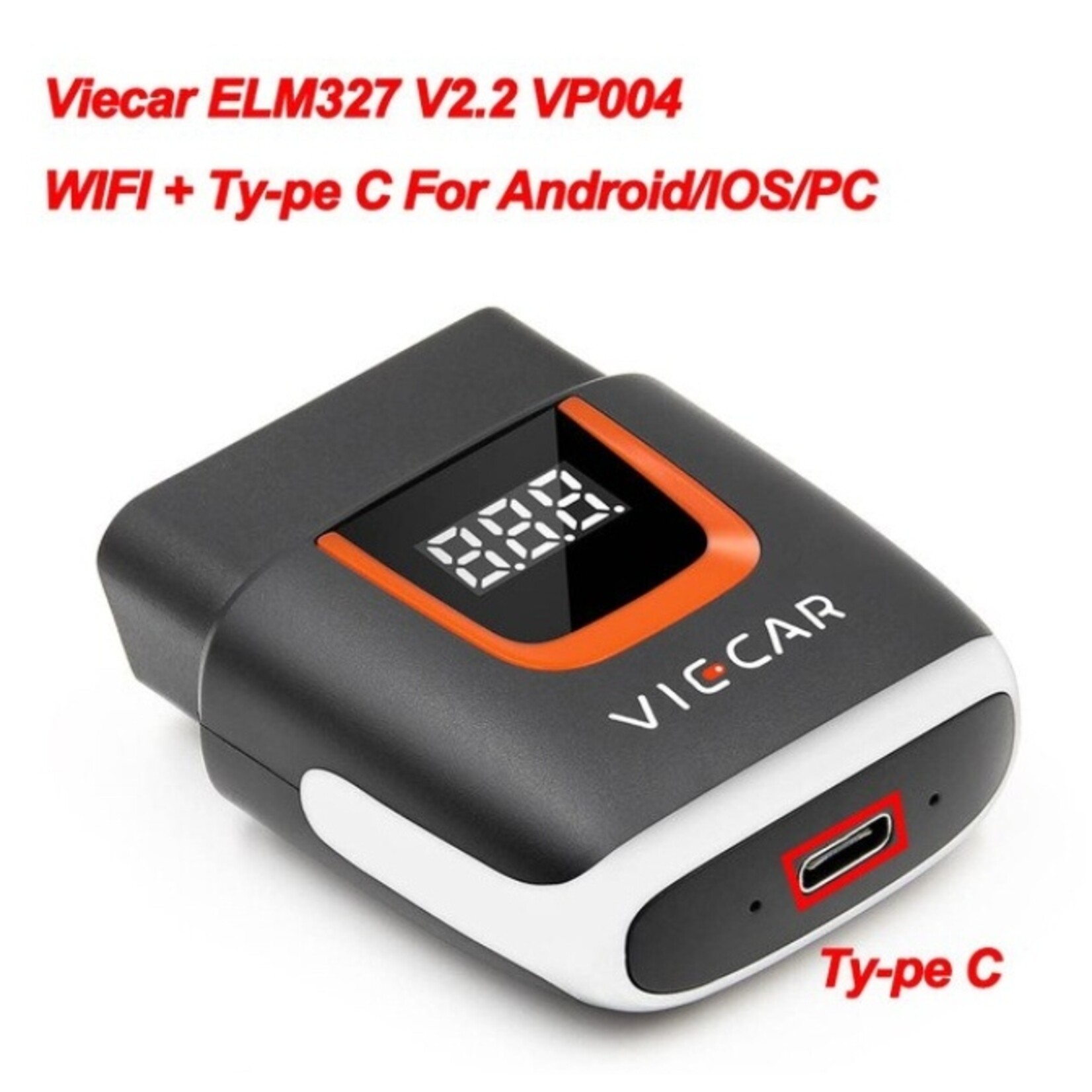 Viecar Viecar VP004 ELM327 V2.2 – WiFi & USB Type-C OBD2 Auto Diagnosetool