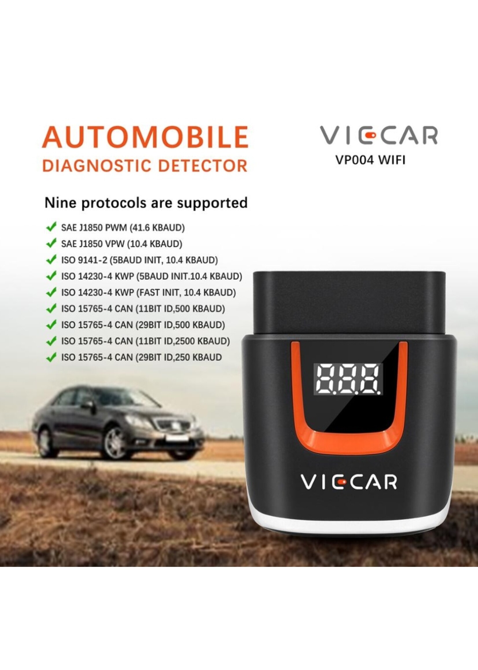 Viecar Viecar VP004 ELM327 V2.2 – WiFi & USB Type-C OBD2 Auto Diagnosetool