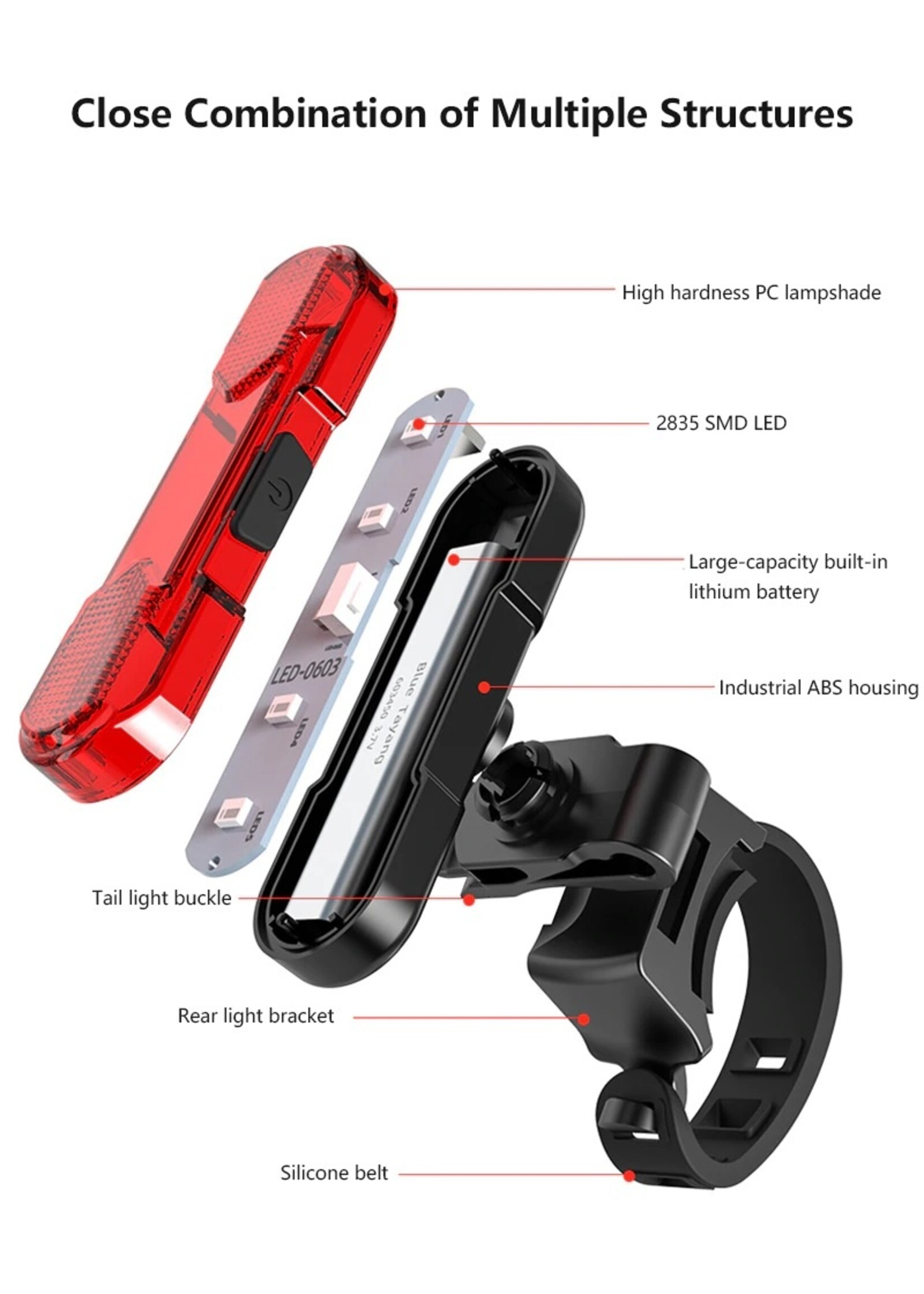 Fietsverlichting - USB Opladen - LED Waarschuwingslichten  Voorlicht of Achterlicht