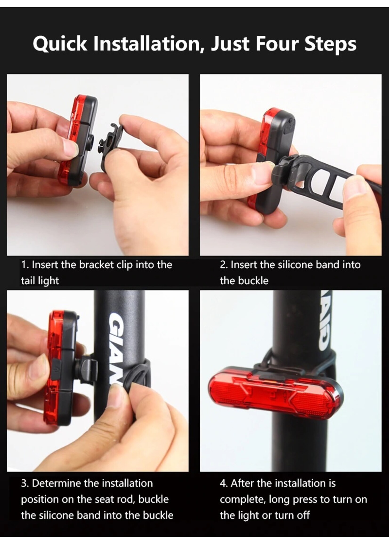 Fietsverlichting - USB Opladen - LED Waarschuwingslichten  Voorlicht of Achterlicht