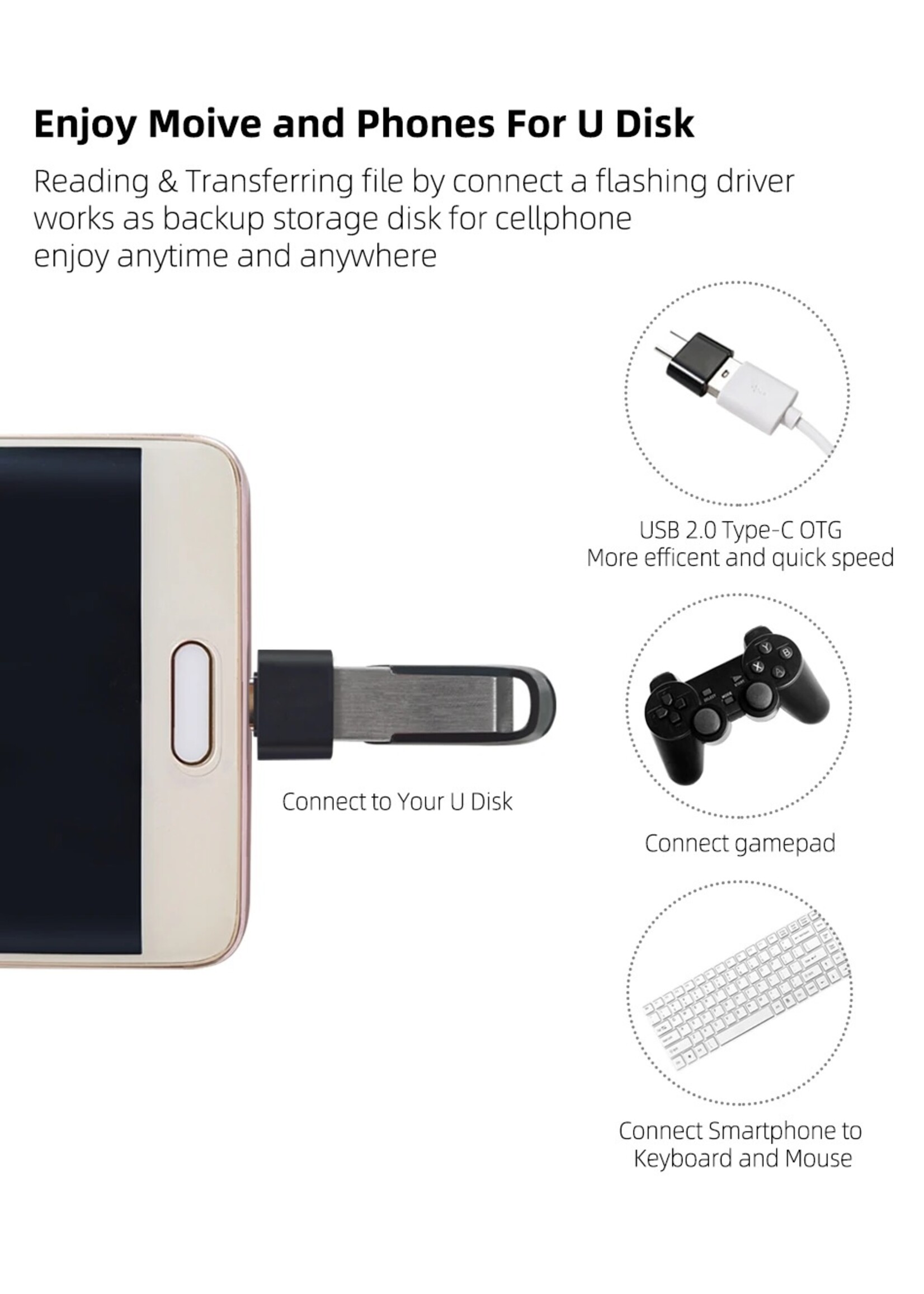 Micro USB OTG Adapter – Micro usb Male Naar USB 2.0 Vrouwelijke Adapter -