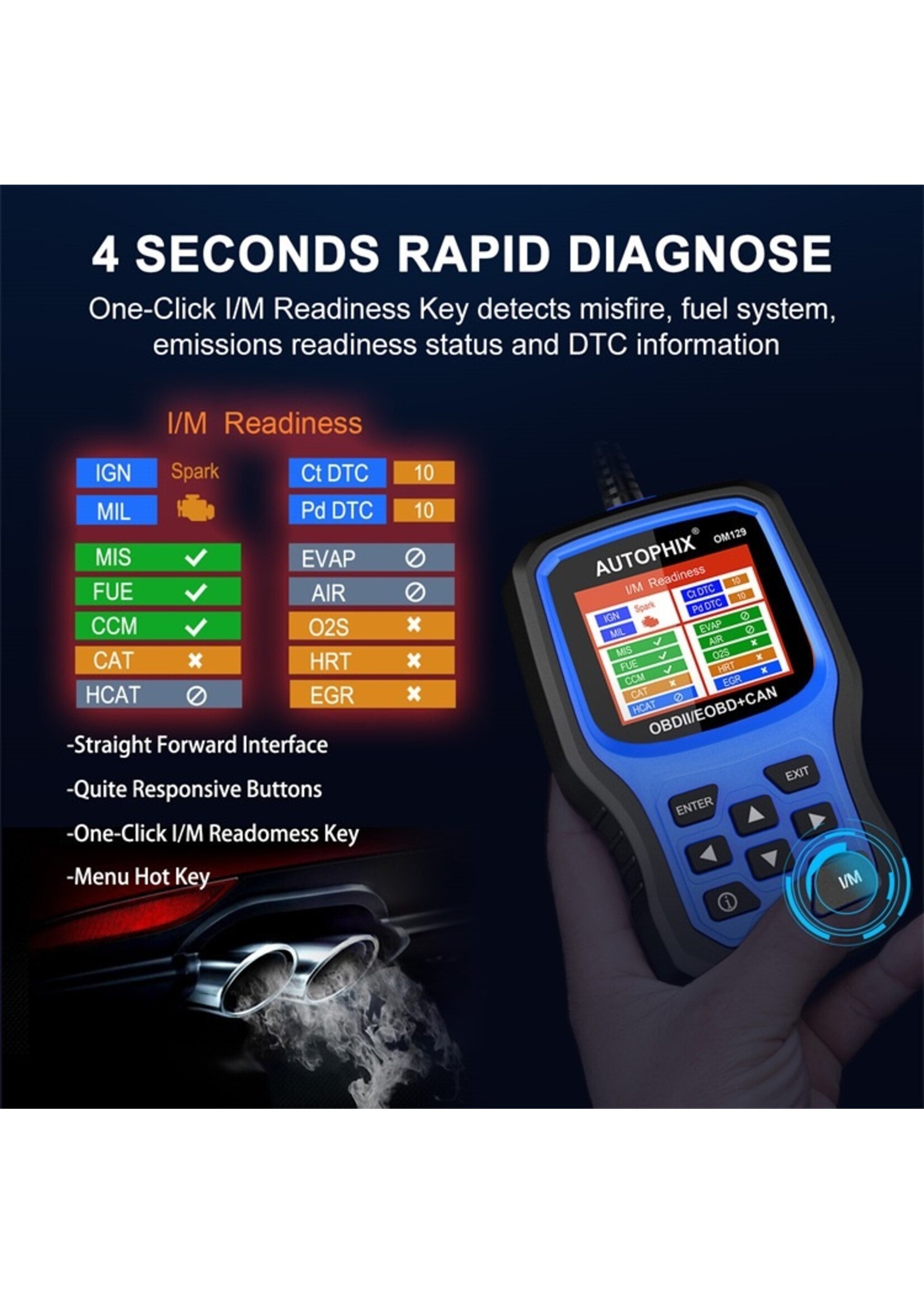 Autophix Autophix OM129 – Verbeterde OBD2-scanner met batterijdiagnose