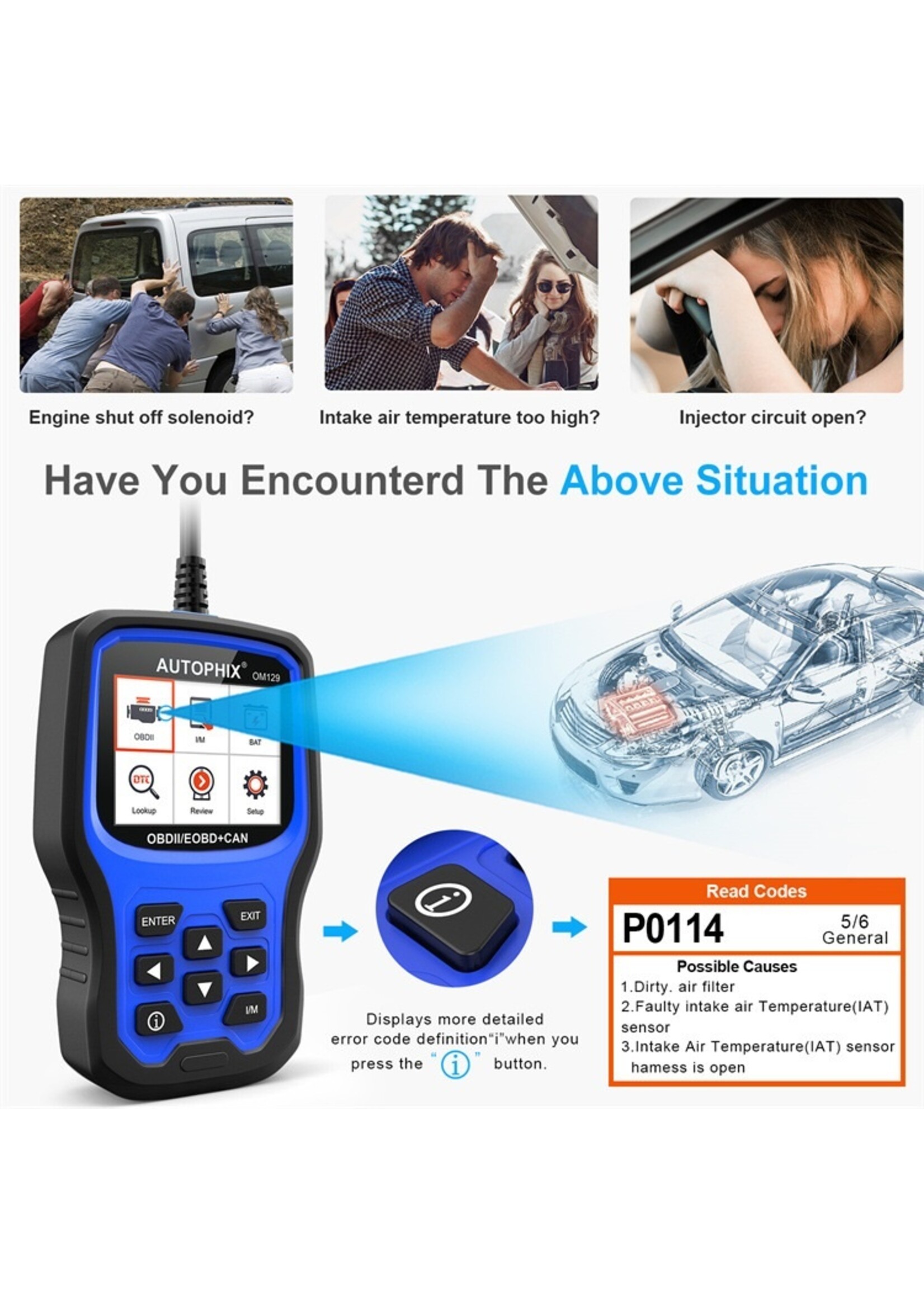 Autophix Autophix OM129 – Verbeterde OBD2-scanner met batterijdiagnose