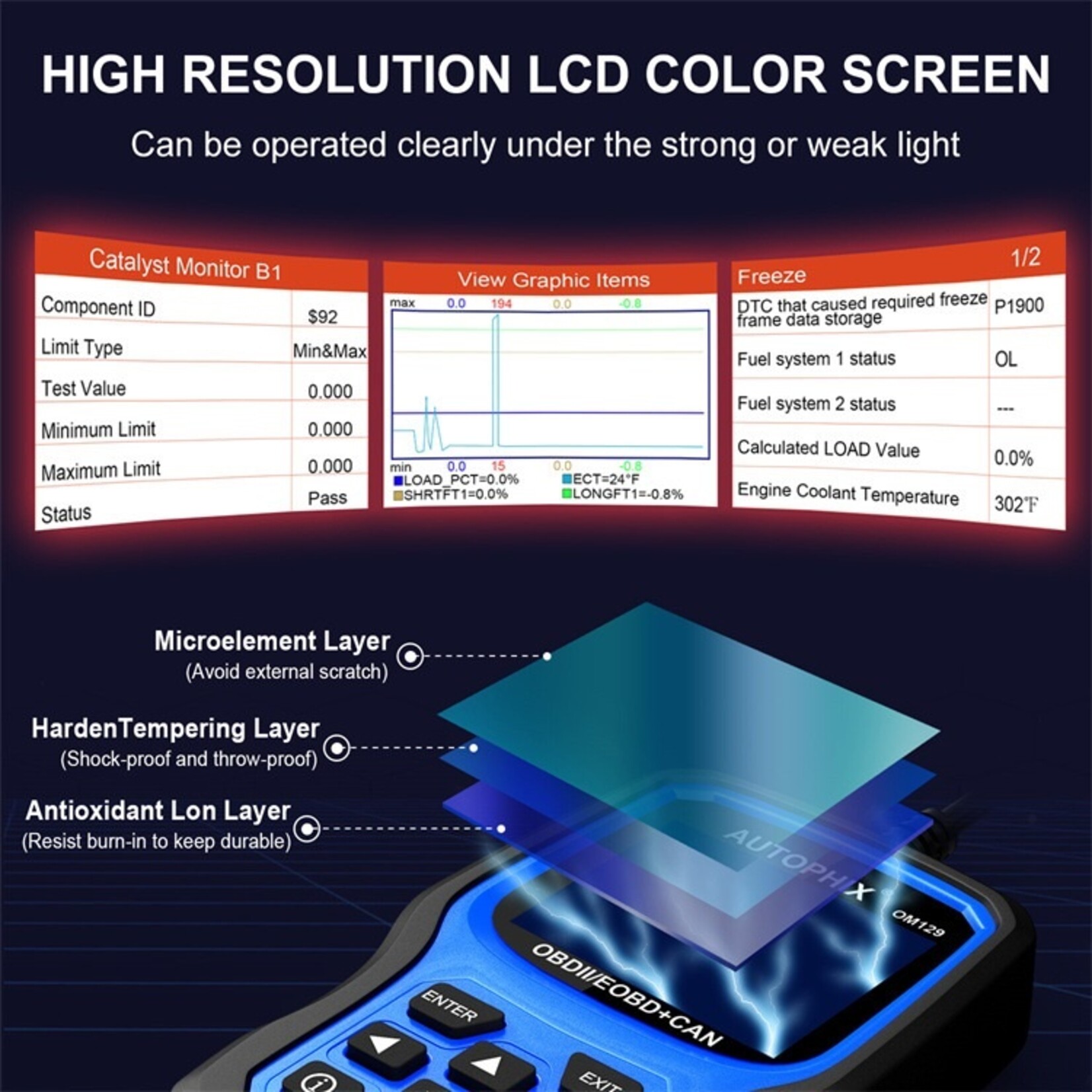Autophix Autophix OM129 – Verbeterde OBD2-scanner met batterijdiagnose