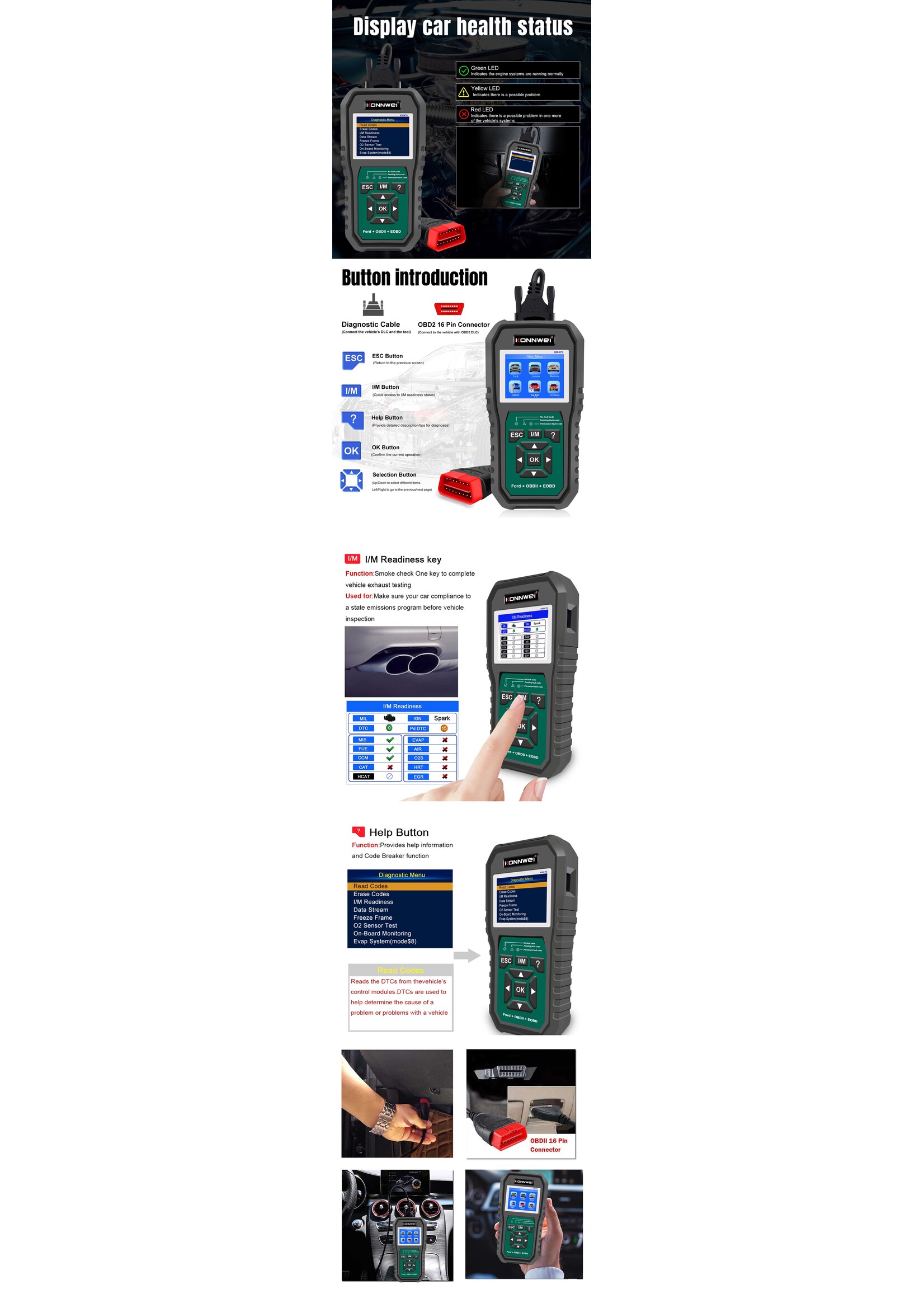 KONNWEI KONNWEI KW470 – Ford-specifieke OBD2 Scanner en Diagnosetool