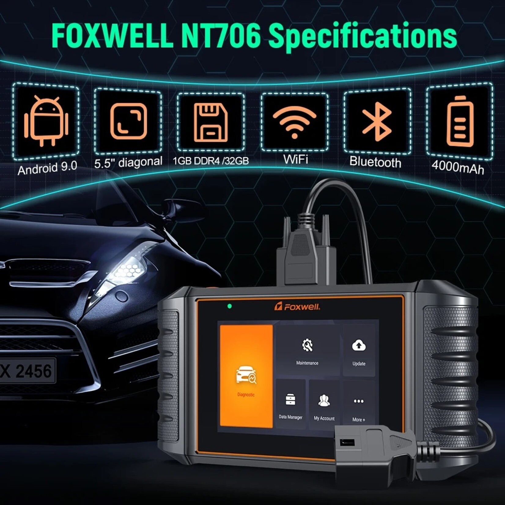 Foxwell Foxwell NT706 OBD2 Scanner ABS SRS Transmissie Motor Diagnostische Hulpmiddelen Auto Scan Tool OBD 2 Auto Code Reader Automotive Scanner