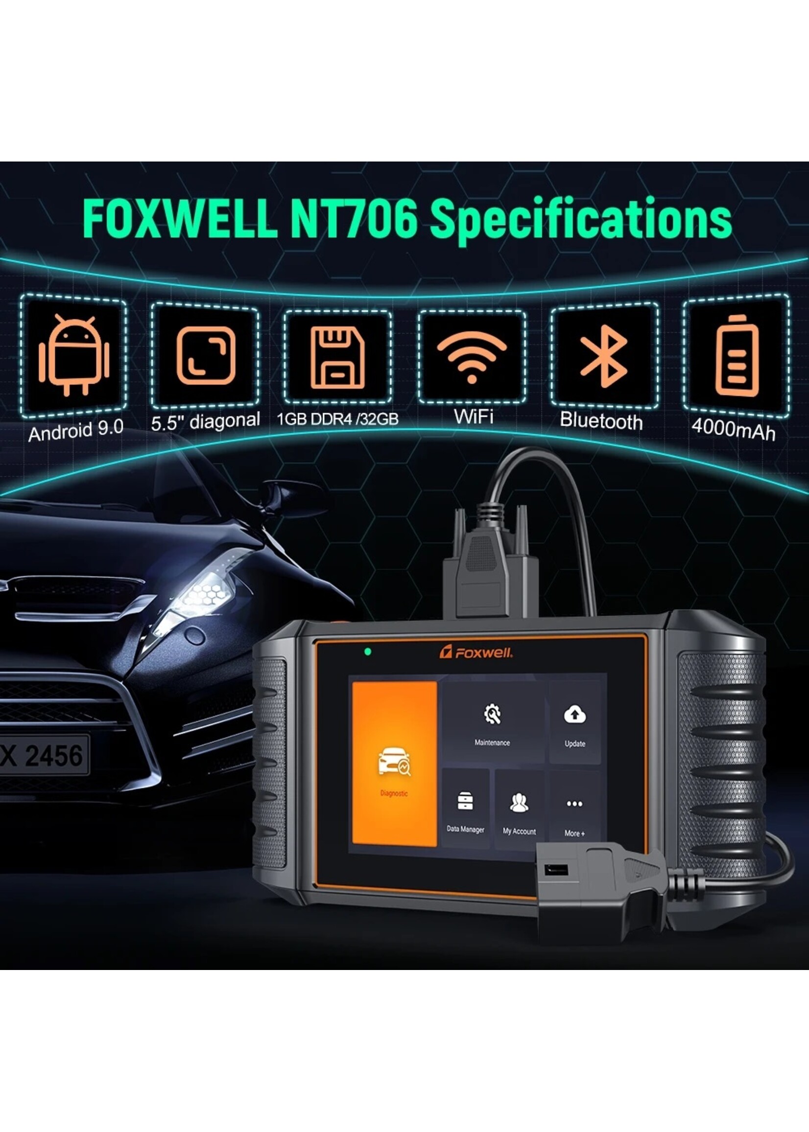 Foxwell Foxwell NT706 OBD2 Scanner – ABS, SRS, Transmissie en Motor Diagnosetool