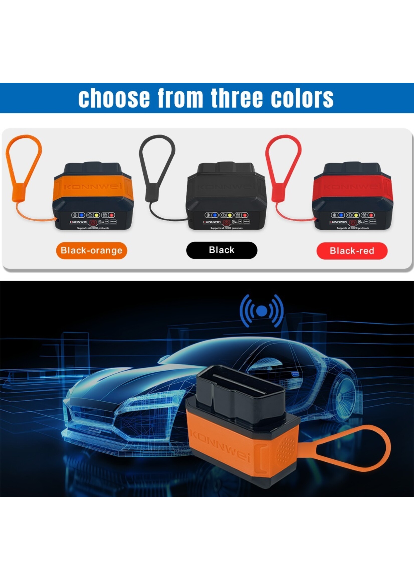 KONNWEI KW906 Bluetooth 5.0 OBD2 Scanner – Universele Auto Diagnose voor Android en iOS