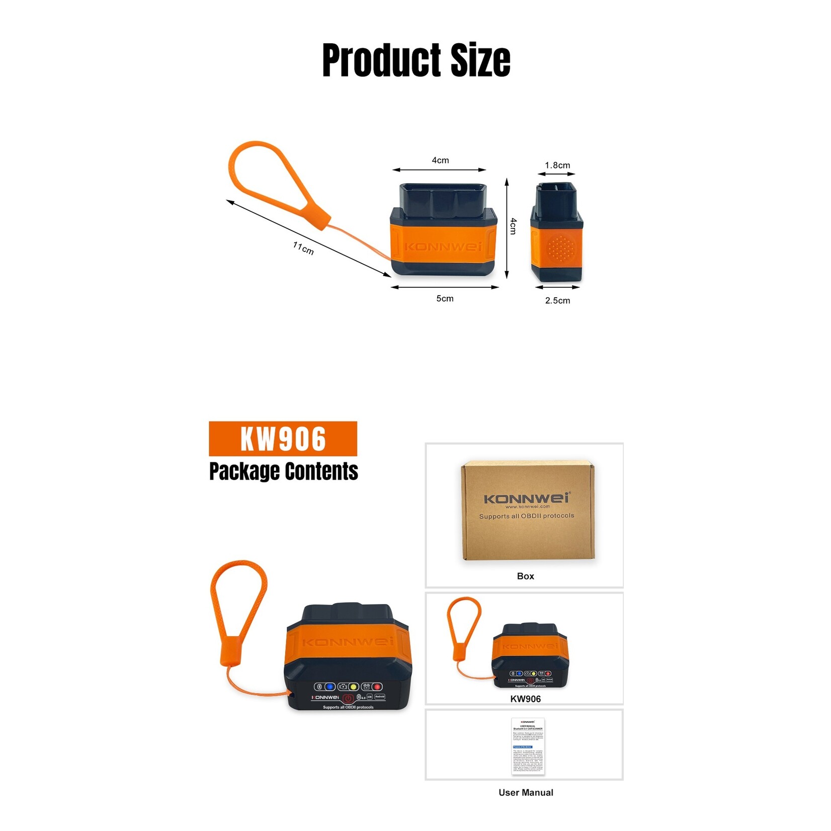 KONNWEI KW906 Bluetooth 5.0 OBD2 Scanner – Universele Auto Diagnose voor Android en iOS