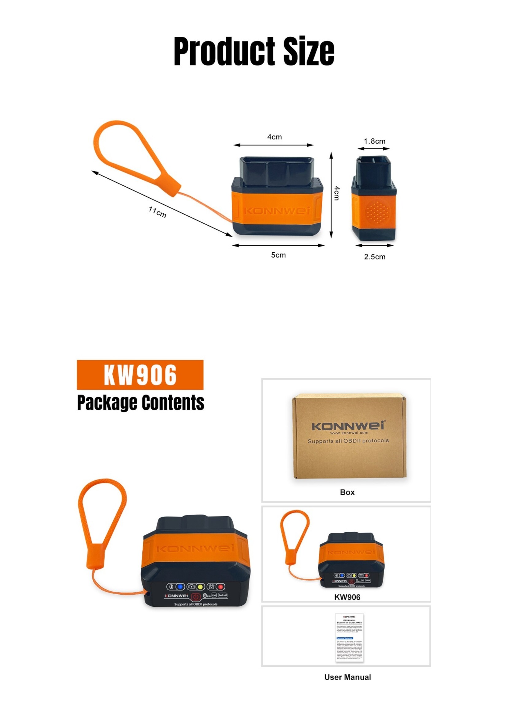 KONNWEI KW906 Bluetooth 5.0 OBD2 Scanner – Universele Auto Diagnose voor Android en iOS