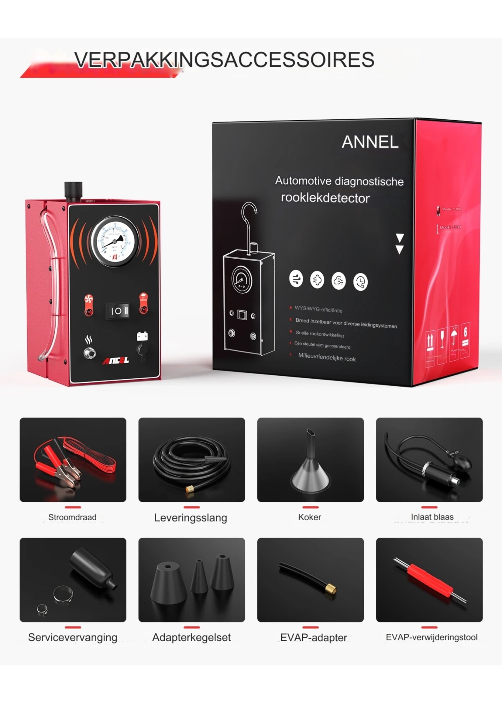 Ancel ANCEL S200 Auto Rooklekdetector Automotive EVAP Lekkage Gaslekkage Locator Olieleiding Generator Diagnostic Tool
