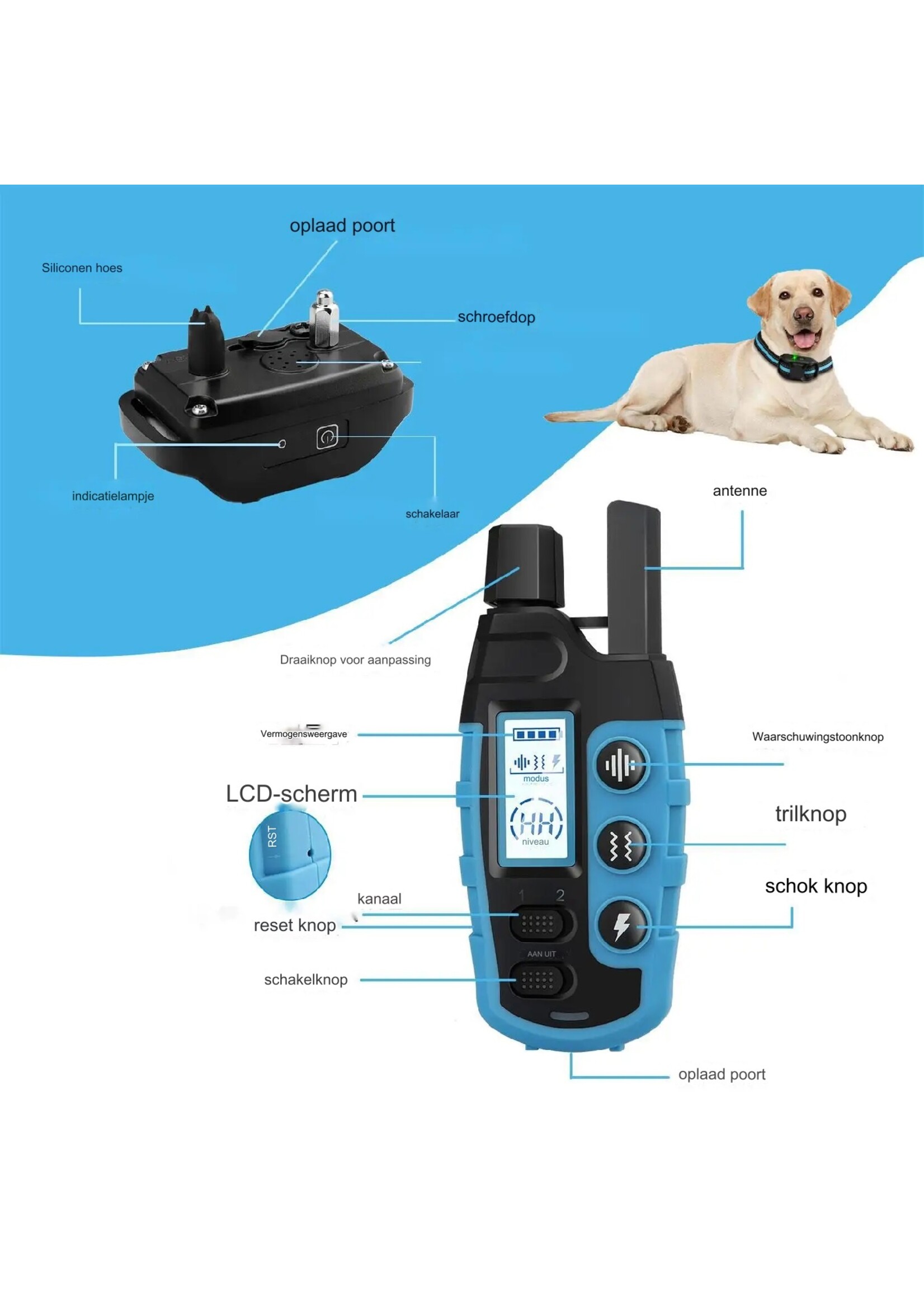 Nieuwe hondentrainer voorkomt blaffen door afstandsbediening, trillingen, halsbandtraining met elektrische schok, stop met blaffen van honden