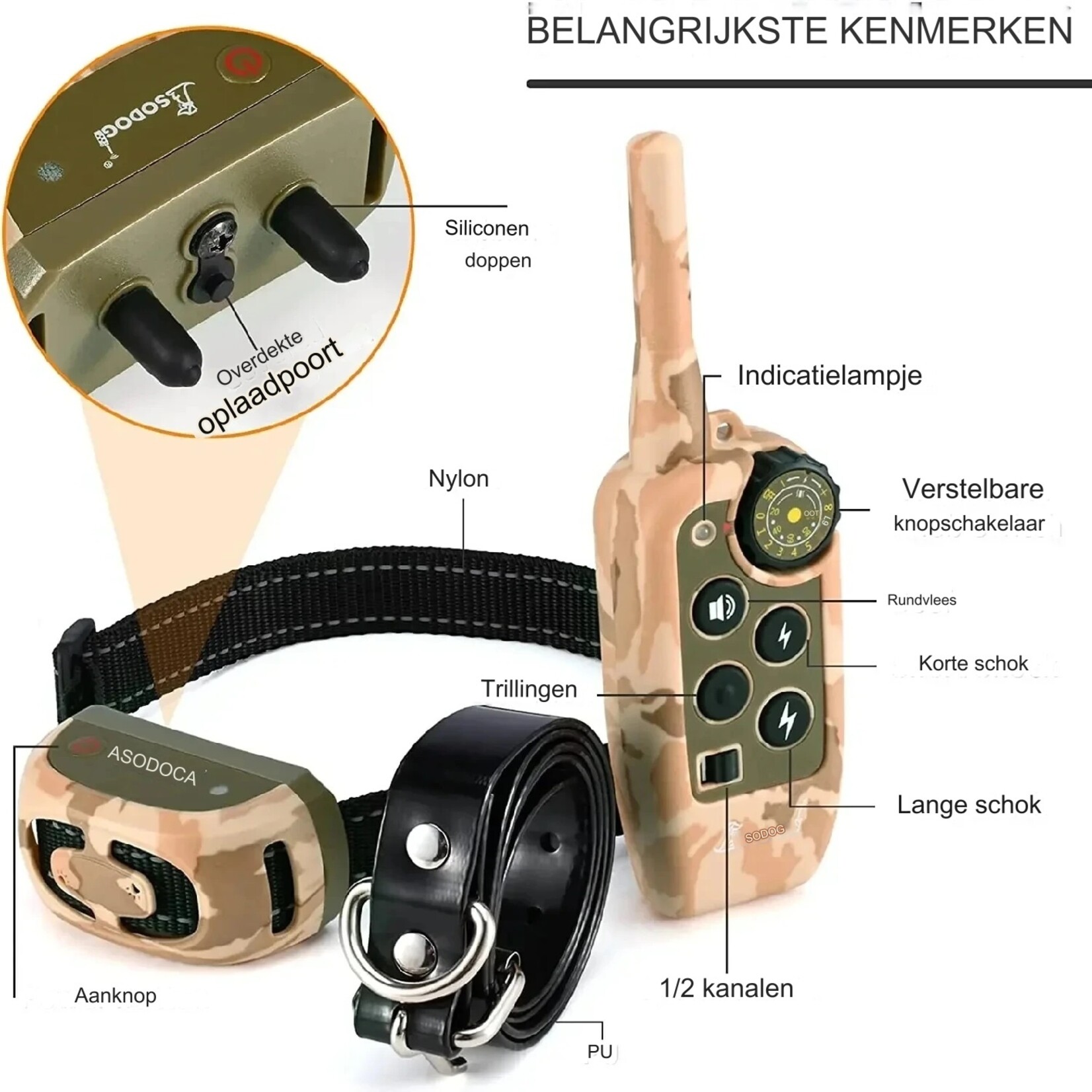 Trainingshalsband voor honden Afstandsbediening 300m Waterdichte oplaadbare blafstopper voor huisdieren Controle trainingshalsband voor 1 of 2 honden (zie dropdown Menu)