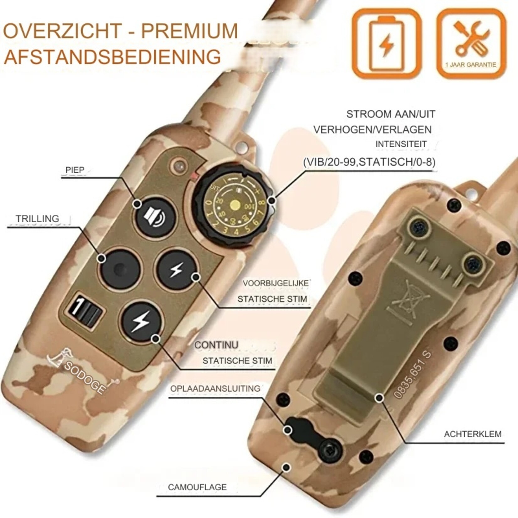 Trainingshalsband voor honden Afstandsbediening 300m Waterdichte oplaadbare blafstopper voor huisdieren Controle trainingshalsband voor 1 of 2 honden (zie dropdown Menu)