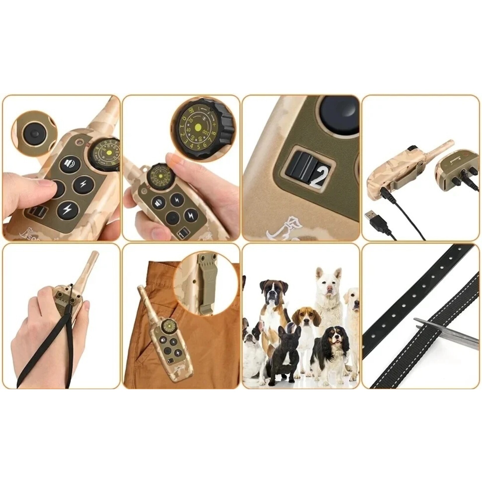 Trainingshalsband voor honden Afstandsbediening 300m Waterdichte oplaadbare blafstopper voor huisdieren Controle trainingshalsband voor 1 of 2 honden (zie dropdown Menu)