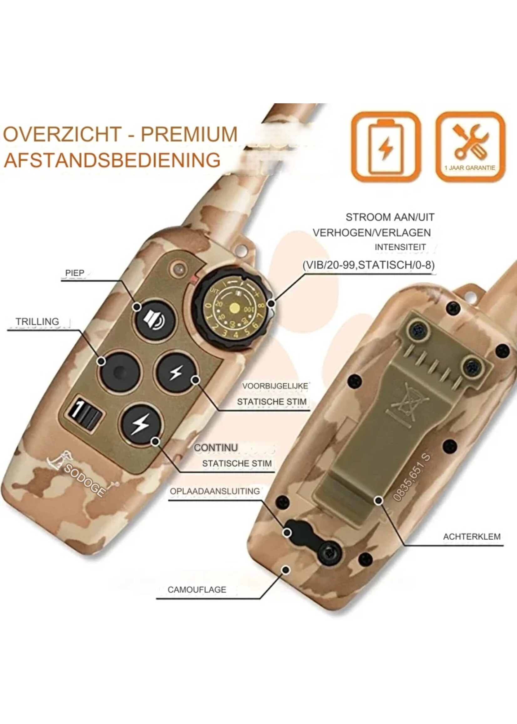 SODOG Trainingshalsband voor honden Afstandsbediening 300m Waterdichte oplaadbare blafstopper voor huisdieren Controle trainingshalsband voor 1 of 2 honden (zie dropdown Menu)