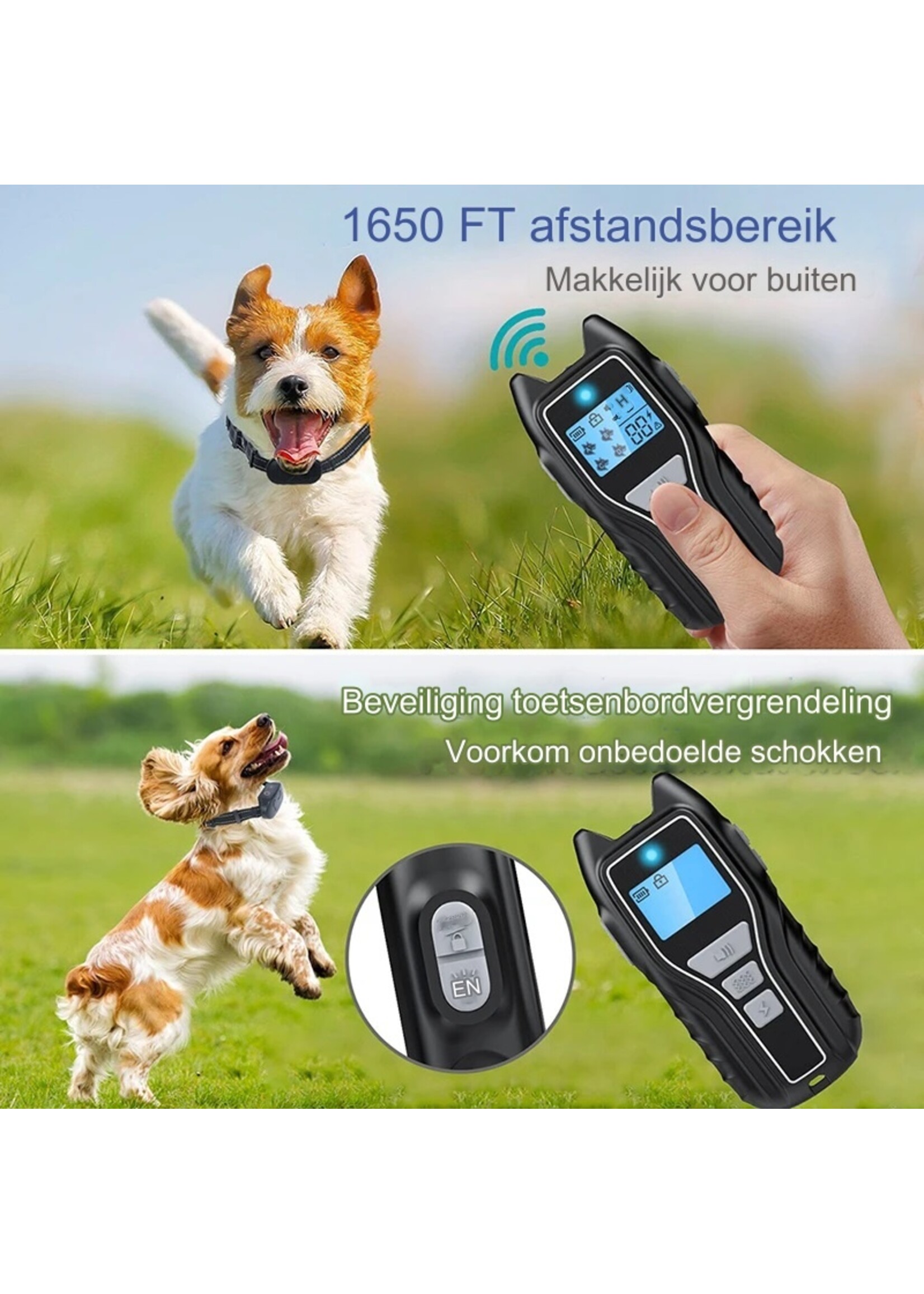 Oplaadbare elektrische halsband hondentrainingshalsband met afstandsbediening