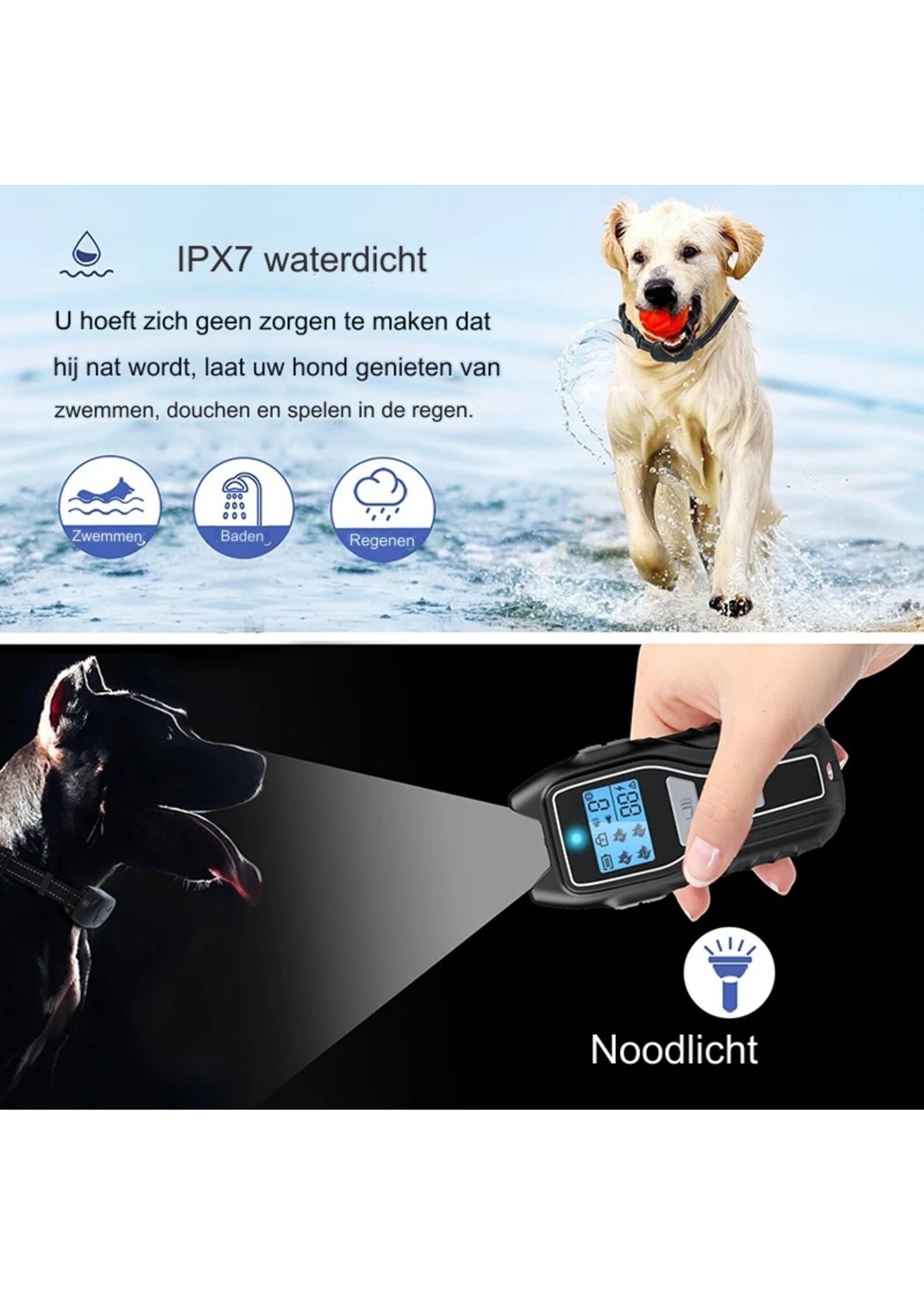 Oplaadbare elektrische halsband hondentrainingshalsband met afstandsbediening