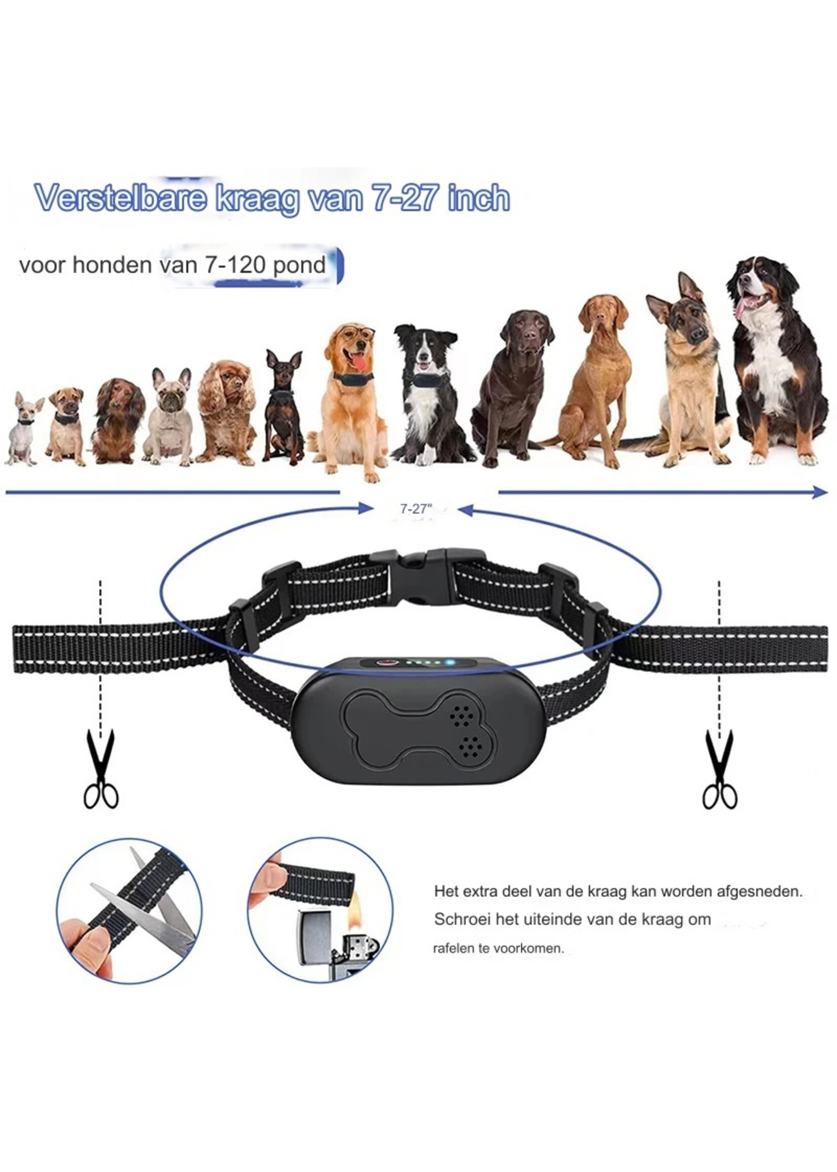 Oplaadbare elektrische hondentrainingshalsband met afstandsbediening voor kleine, middelgrote en grote honden met zaklamp Pieptoon Trillingsschokmodi