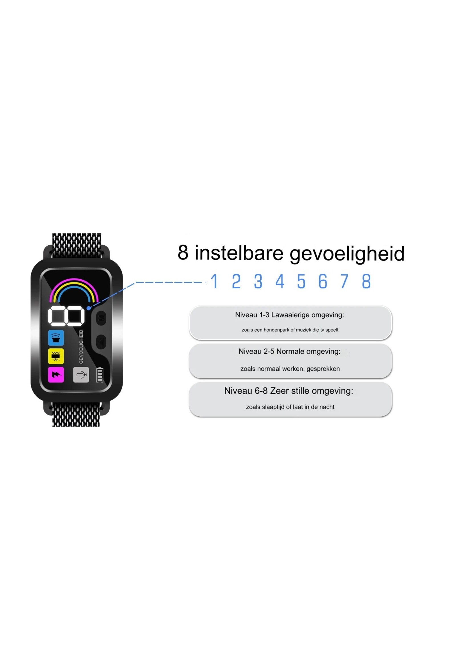 Anti-blafhalsband voor kleine, middelgrote en grote hondenrassen, oplaadbare hondenblafhalsband met 8 verstelbare sensitiviteit