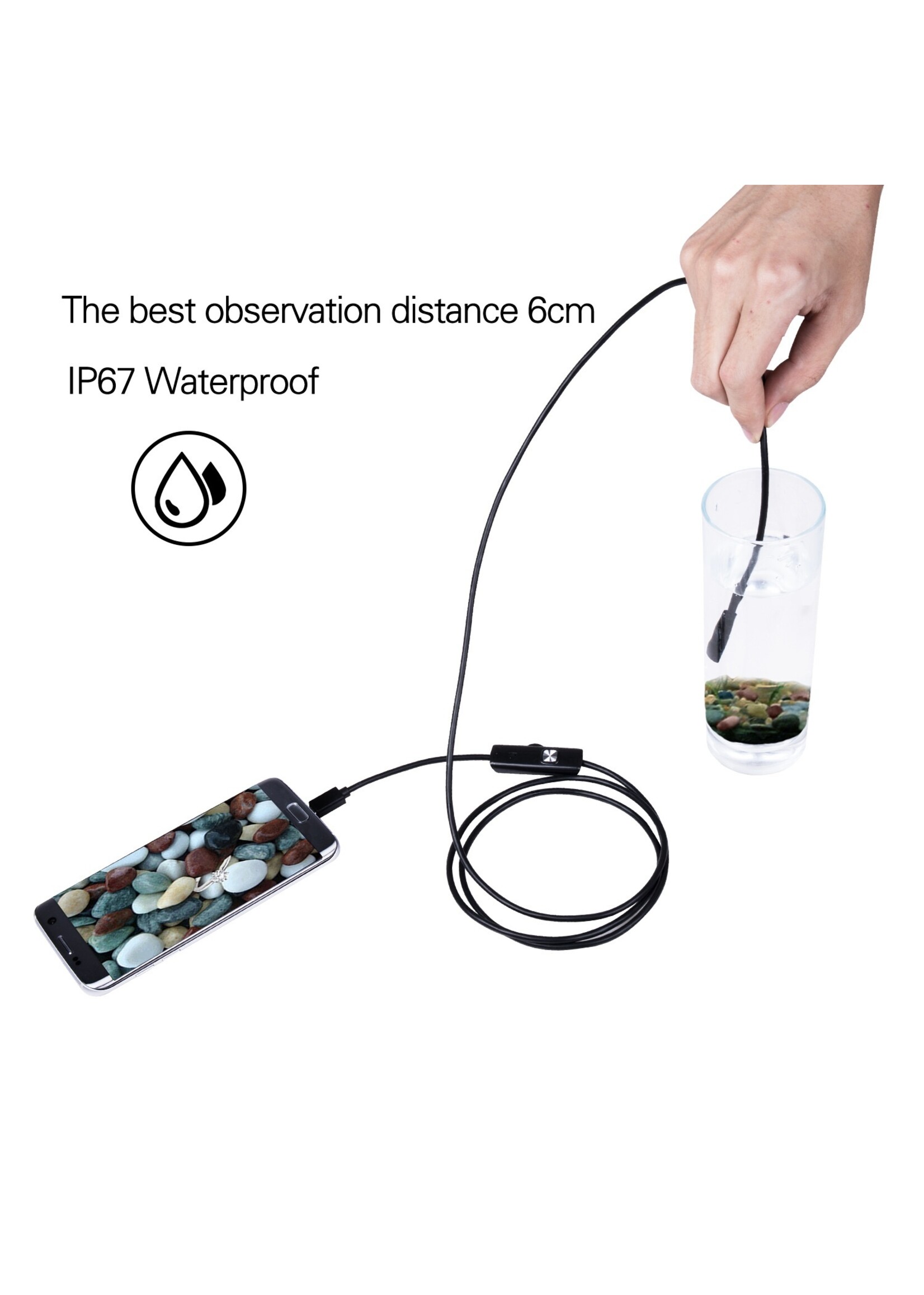 Harde kabel Micro USB Endoscoop LED  - Inspectiecamera - Voor Android telefoon – Diverse lengte kabels. 7 mm Camera Diameter