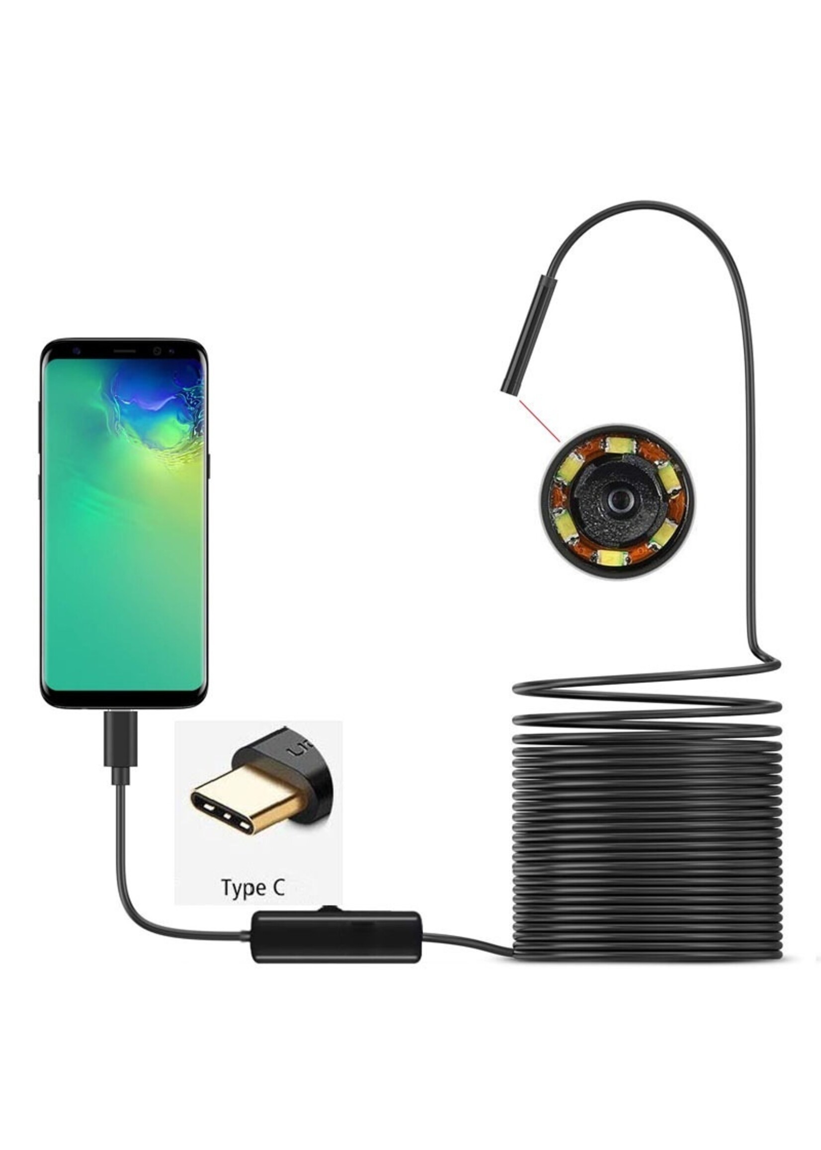 Harde Kabel Type-C Endoscoop HD Camera Voor Android Telefoon – 5.5mm kop diameter